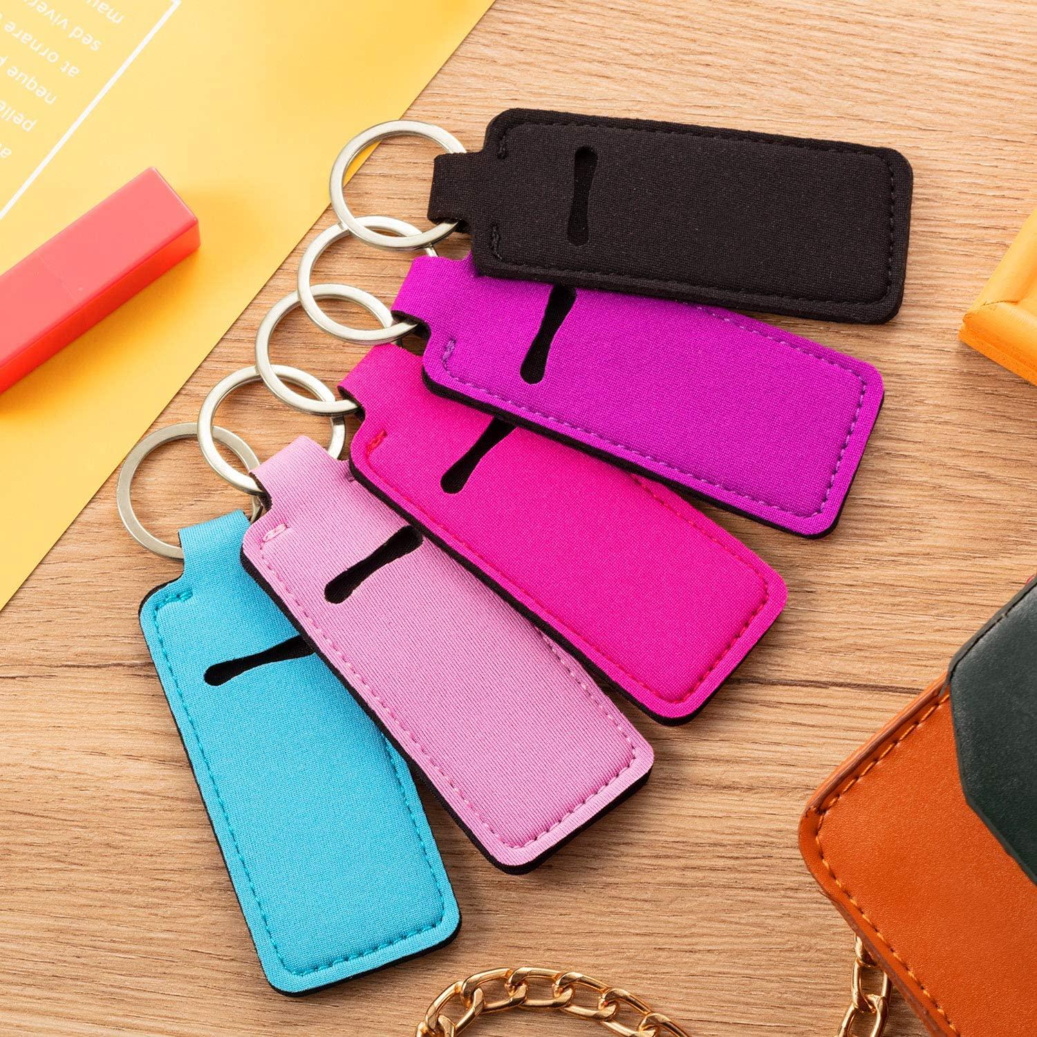 Mini Cute Lily Neoprene Keychain Chapstick Cover Holder Keychain Lip Gloss  Wrap Key Ring Sleeve Charms Lx6388 - Party Favors - AliExpress