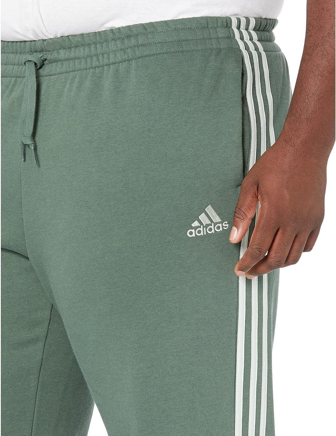 adidas Men's Essentials Fleece Open Hem 3-Stripes Pants Medium