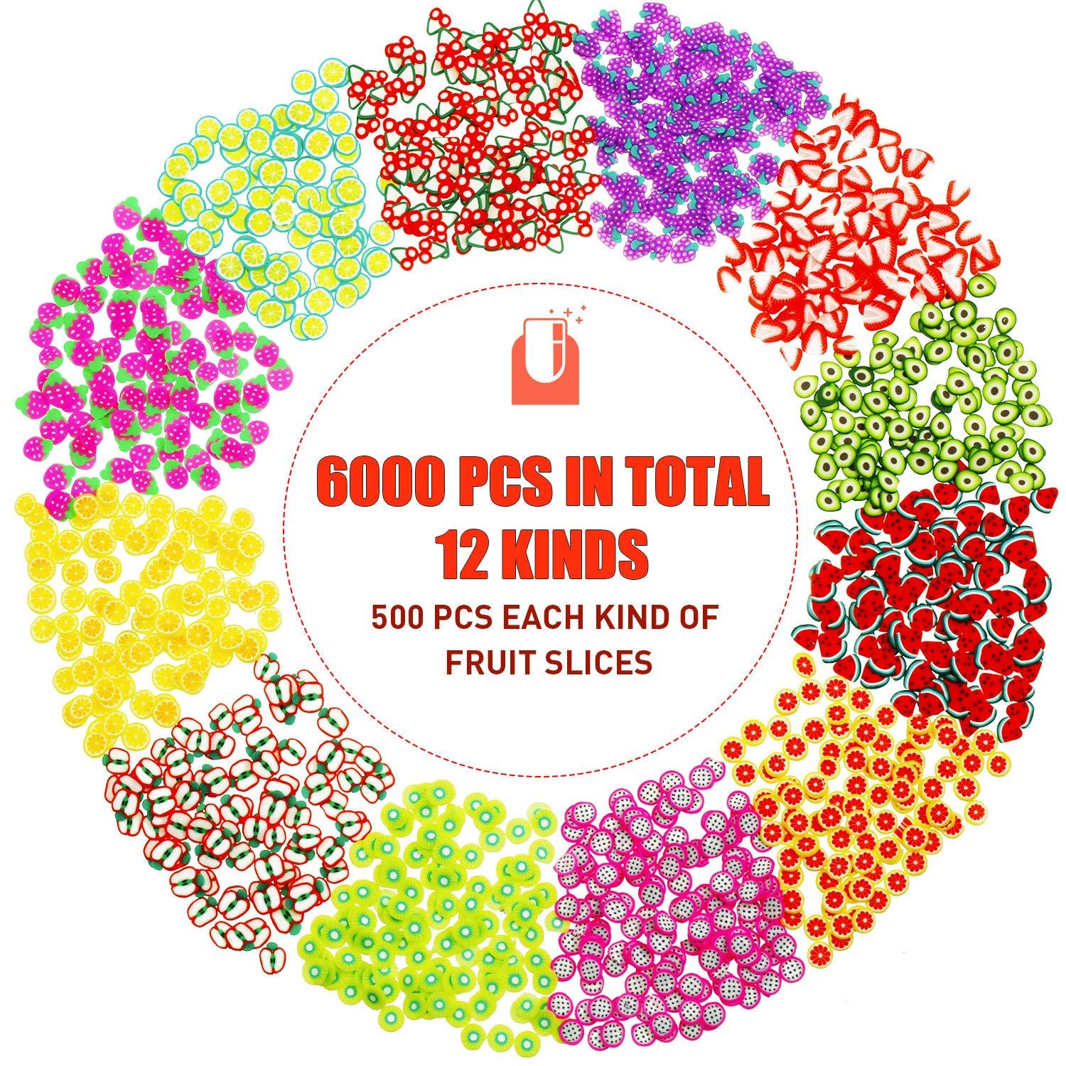 6000 Pieces Nail Design Fruit Slices 3D Polymer Assorted Pattern Nail  Slices Colorful DIY Nail Design