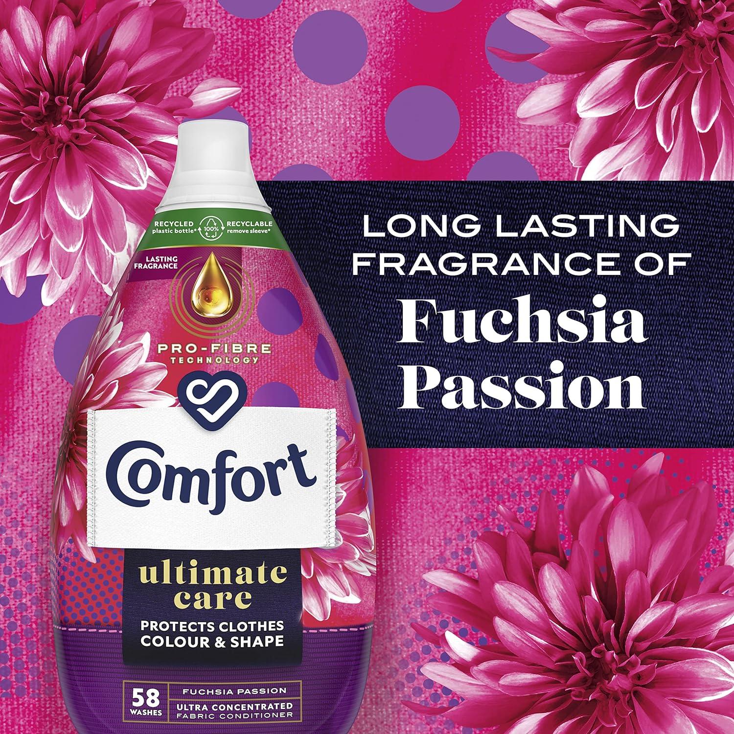 Comfort Ultimate Care Fuchsia Passion Ultra-Concentrated Fabric Conditioner  bottle made of 100% recycled plastic* for complete clothes protection 6x  540 ml (216 washes) : : Grocery