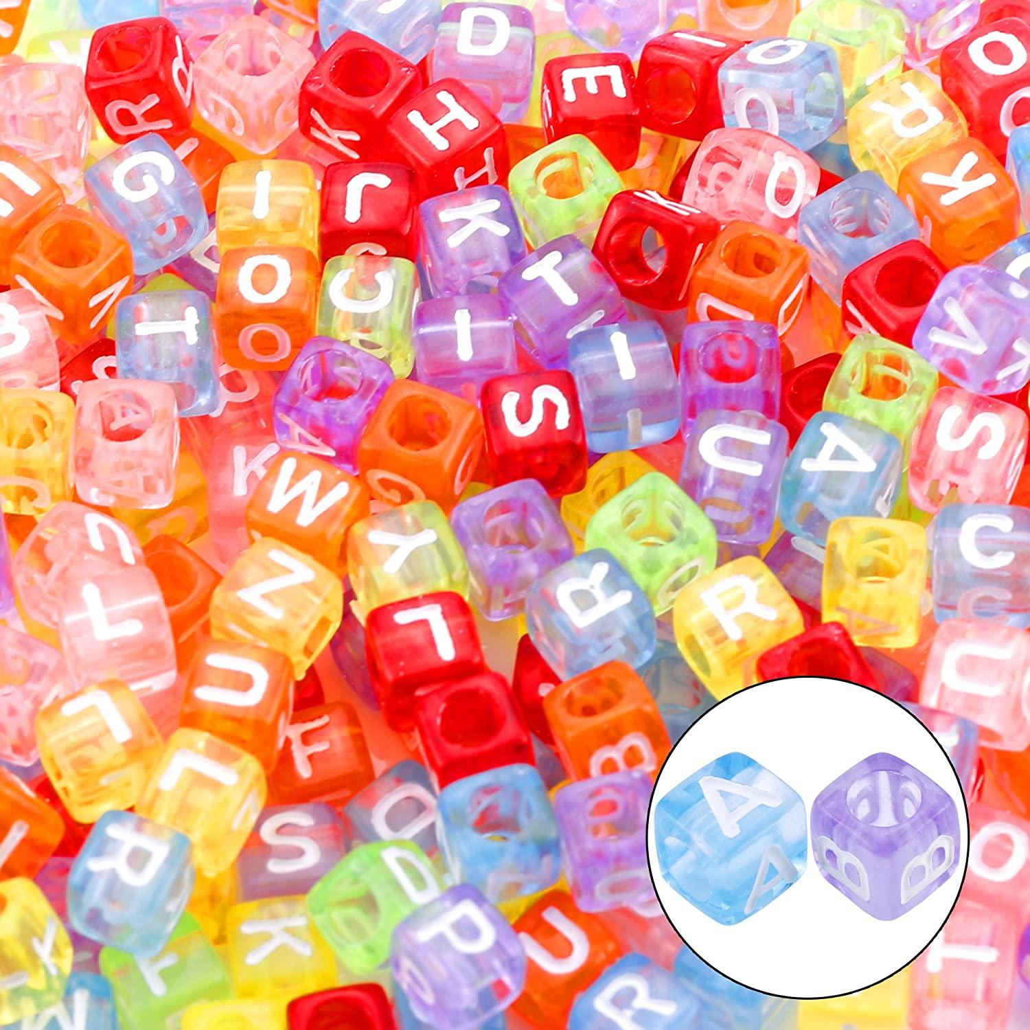 1400pcs 5 Color Cube Alphabet Beads Bracelet Letter Beads for