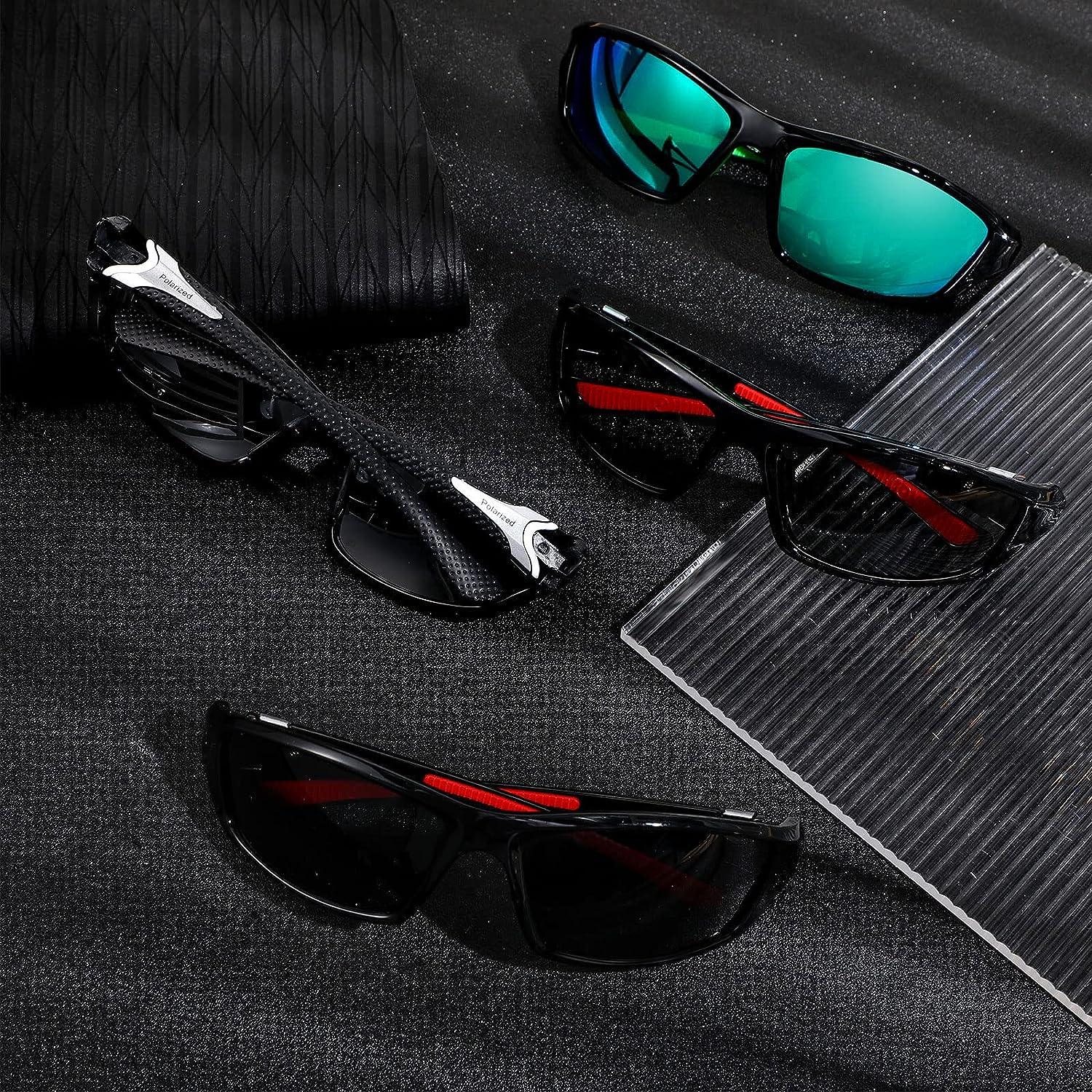 Men Square Polarized Fishing Sunglasses Red Lens Shades Sport