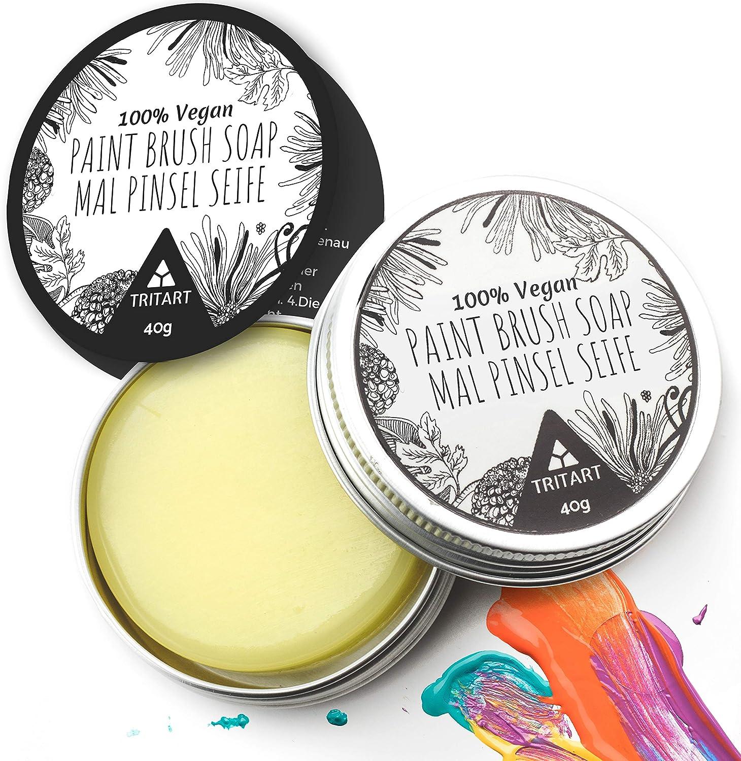 Tritart 100% Vegan Paint Brush Cleaner Soap for Watercolor & Acrylic Paint  Brushes - Lemon Scented Paint Soap for Cleaning Oil Paint Brushes