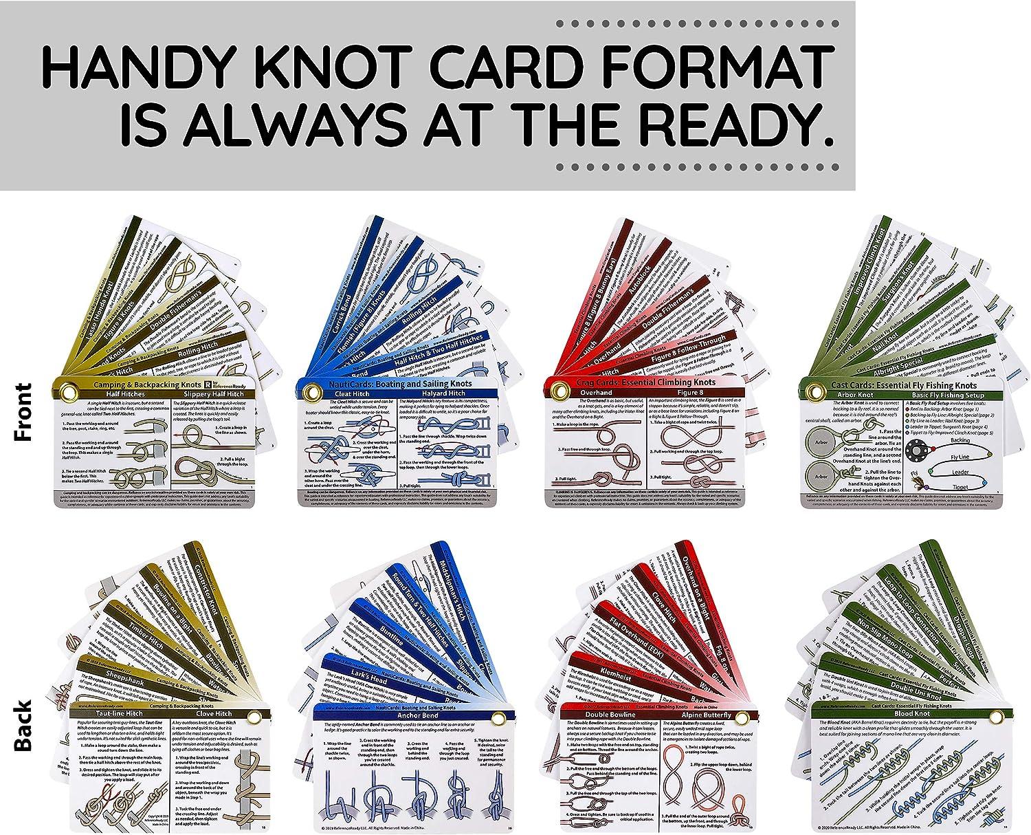 ReferenceReady Lots of Knots Bundle - Outdoors, Fly Fishing, Climbing, and  Boating Knot Cards - Includes 57 Knots