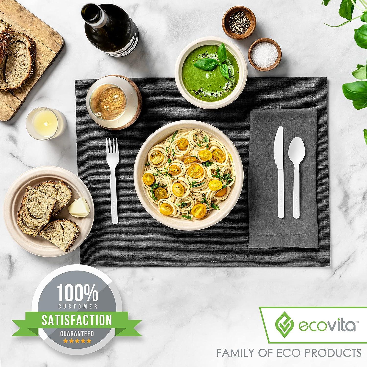 Ecovita 100% Compostable Paper Plates [7 in.] – 150 Disposable Plates Eco  Friendly Sturdy Tree Free Liquid and Heat Resistant Alternative to Plastic