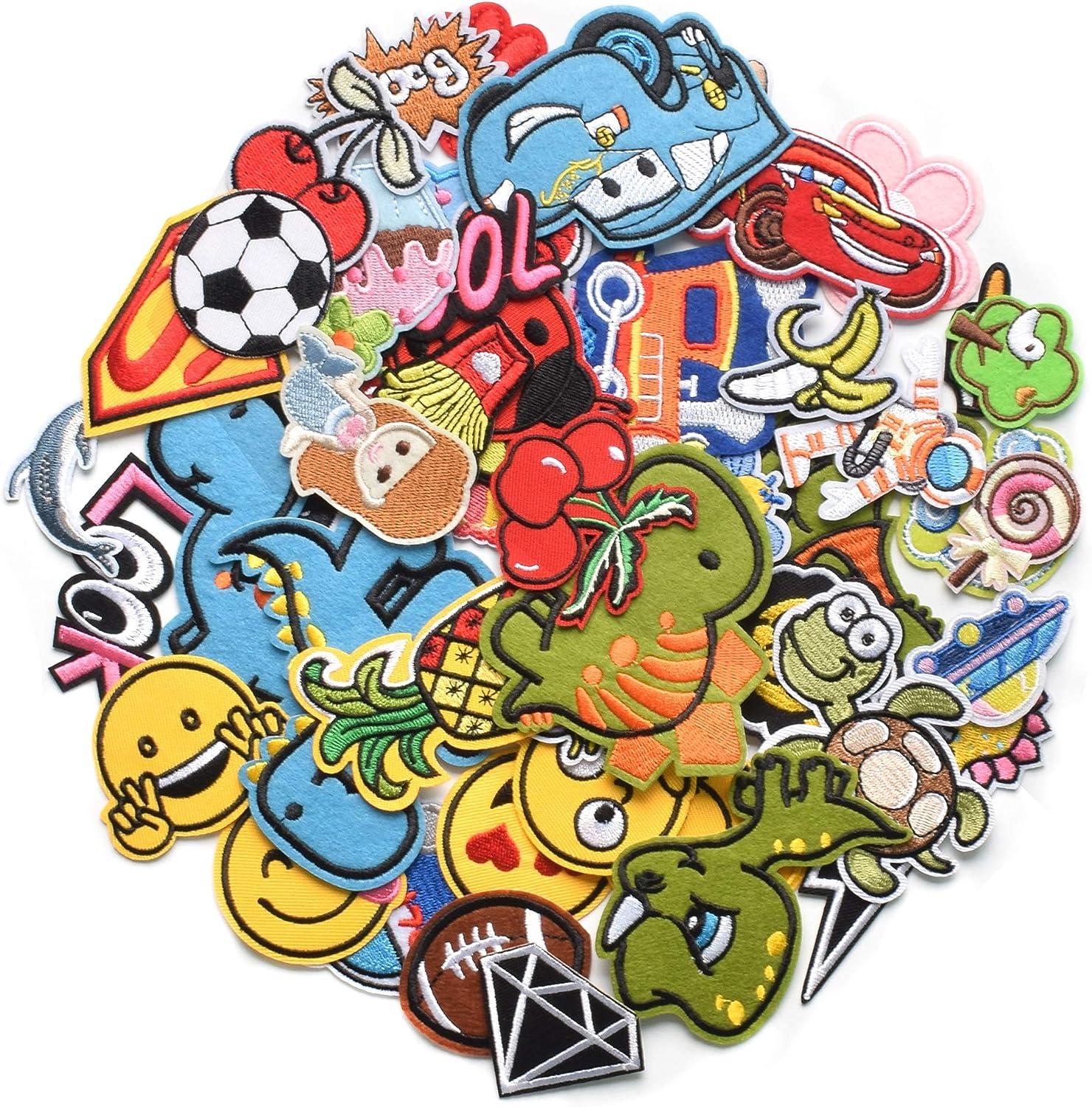 Harsgs 60pcs Random Assorted Styles Embroidered Patches, Bright