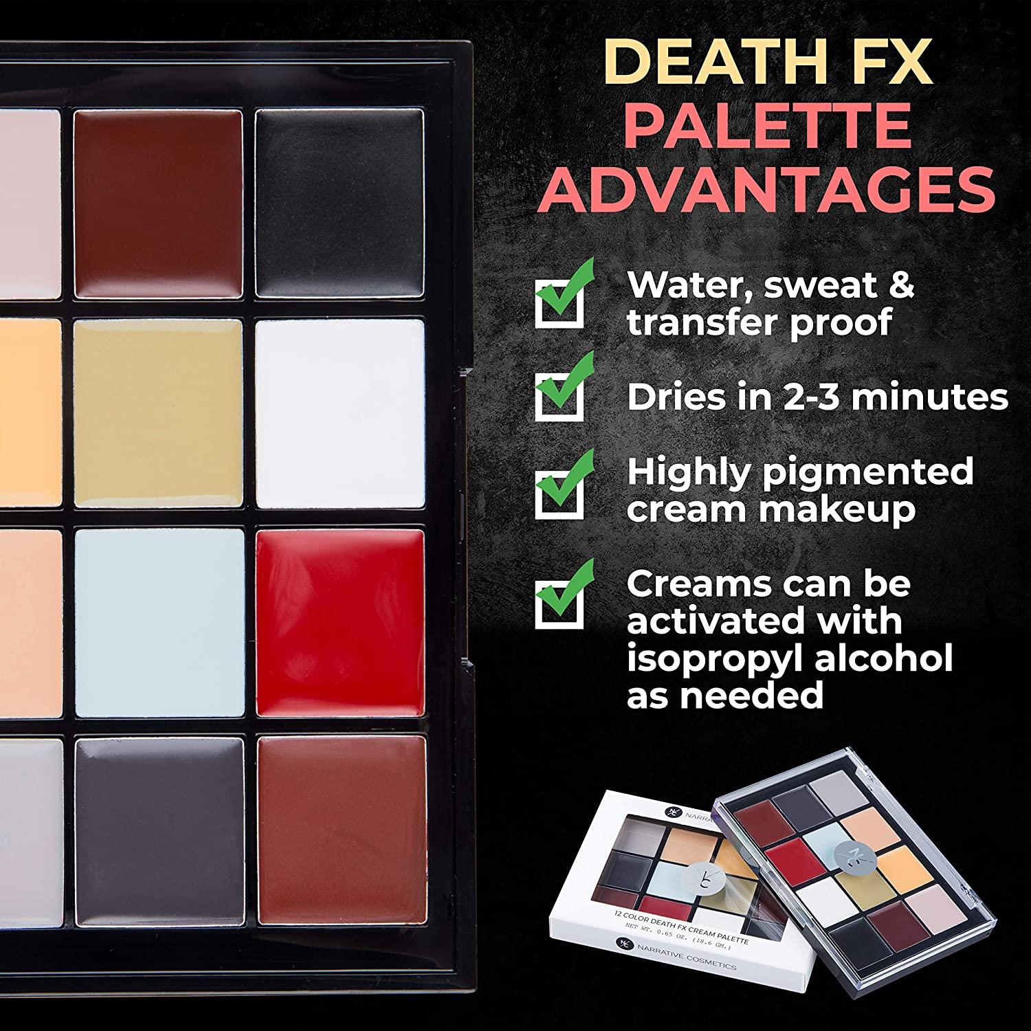 Narrative Cosmetics 12-Color Death FX Cream Palette, Professional Quick  Drying Waterproof SFX Makeup for the Stage, Film, Costumes, Cosplay,  Halloween