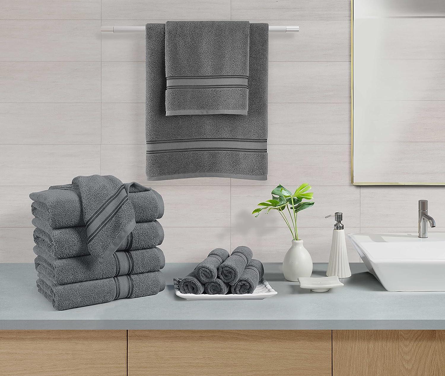 LANE LINEN 16 Pc Bath Towels Set - 100% Cotton Towels for Bathroom Set,  Highly A