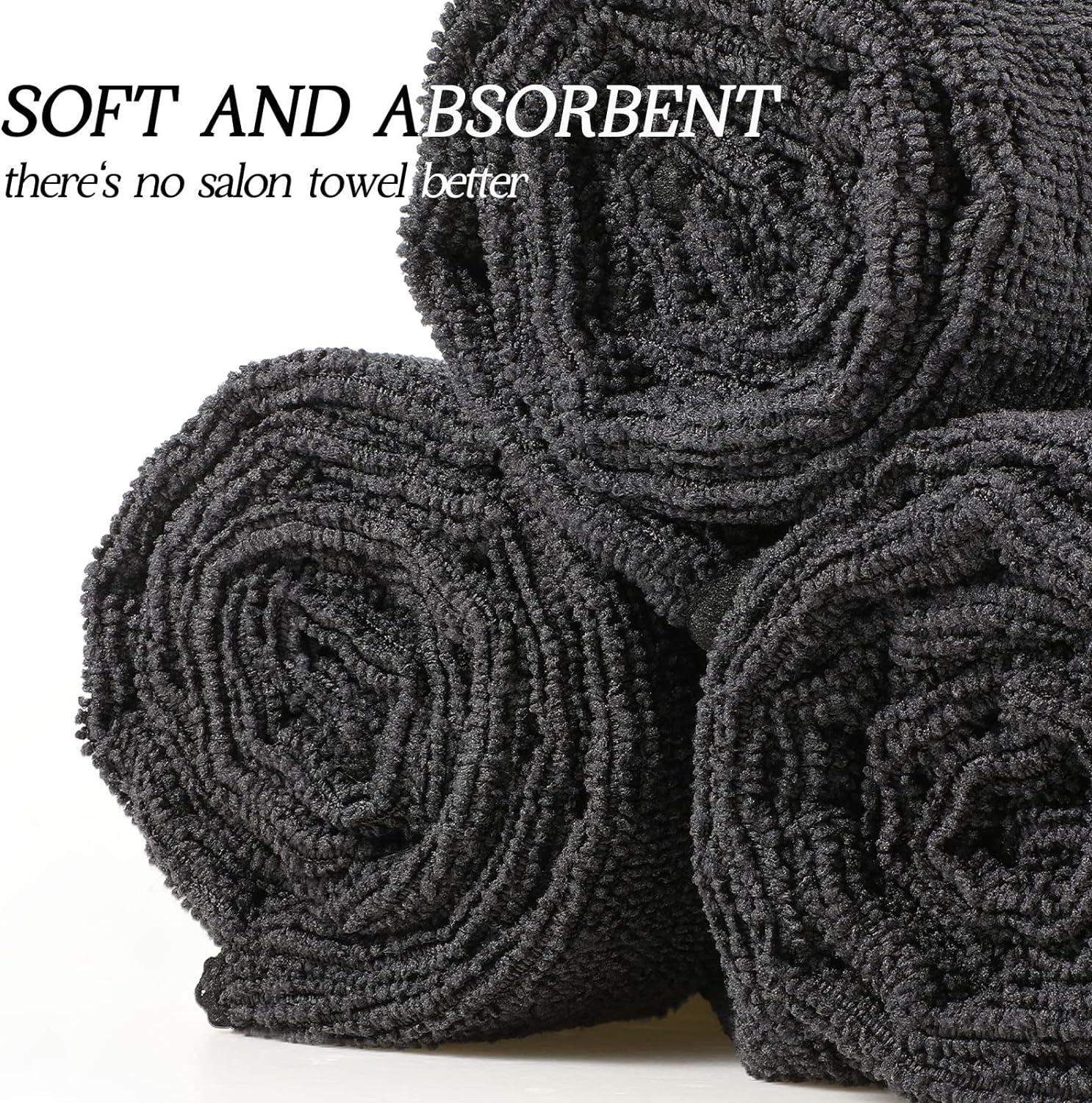 PERFEHAIR Black Salon Towels (2-Pack, 16 X 27 Inches)-Barber Hand Cotton  Towel for Gym, Bath, Spa, Shaving, Shampoo