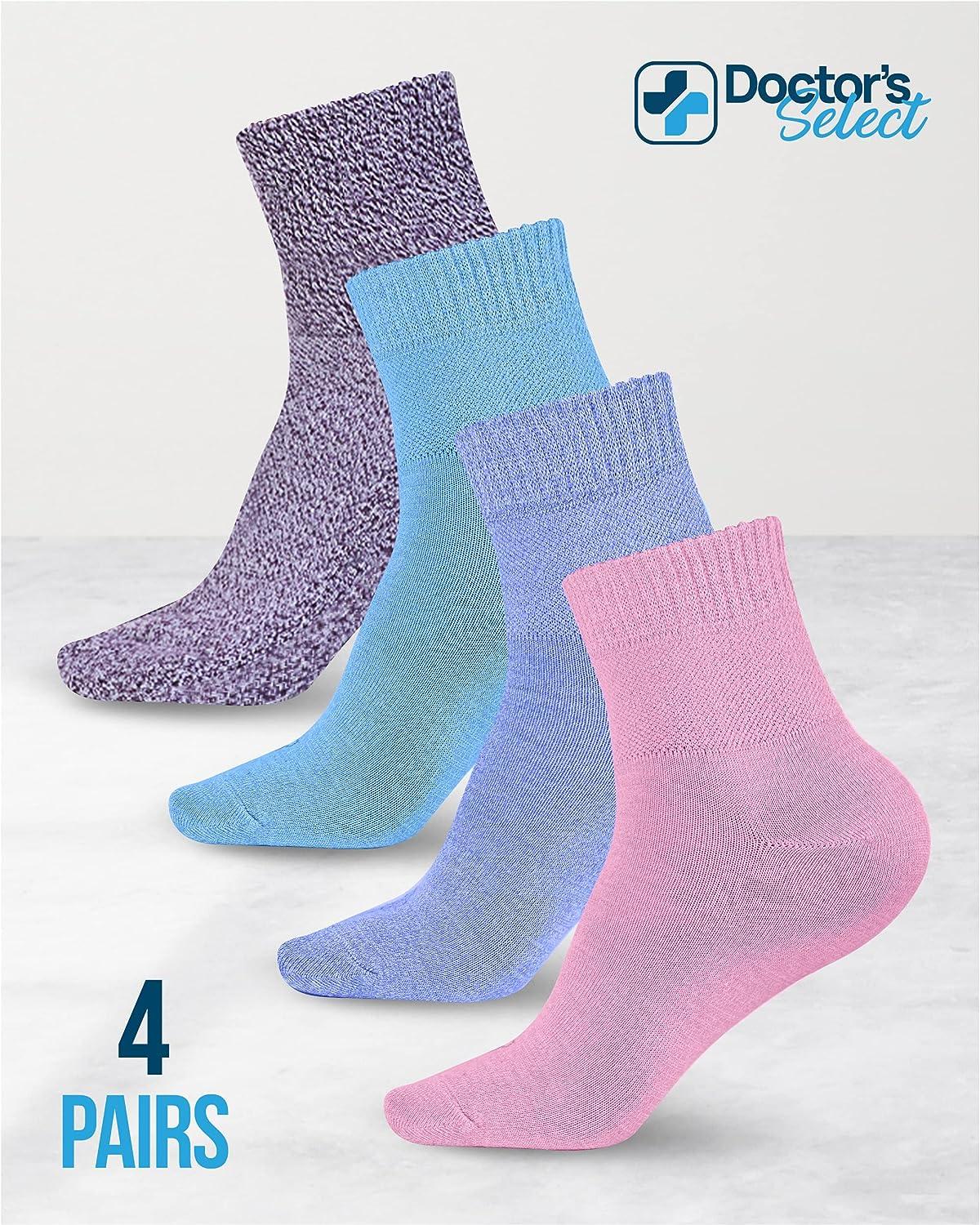  Diabetic Socks with Grips for Women and Men - 4 Pair, Light  Blue , Blue, Purple , Pink, Neuropathy Socks for Women, Hospital Socks  with Grips for Women