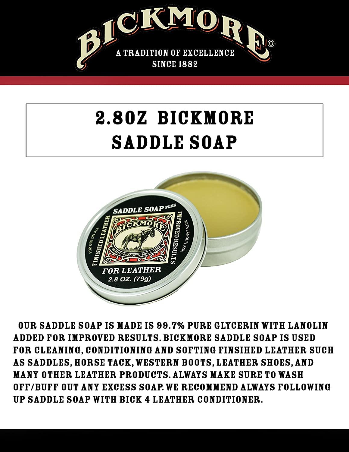 Bickmore Saddle Soap Plus - 2.8oz - Leather Cleaner & Conditioner with  Lanolin - Restorer, Moisturizer, and Protector 2.8 oz
