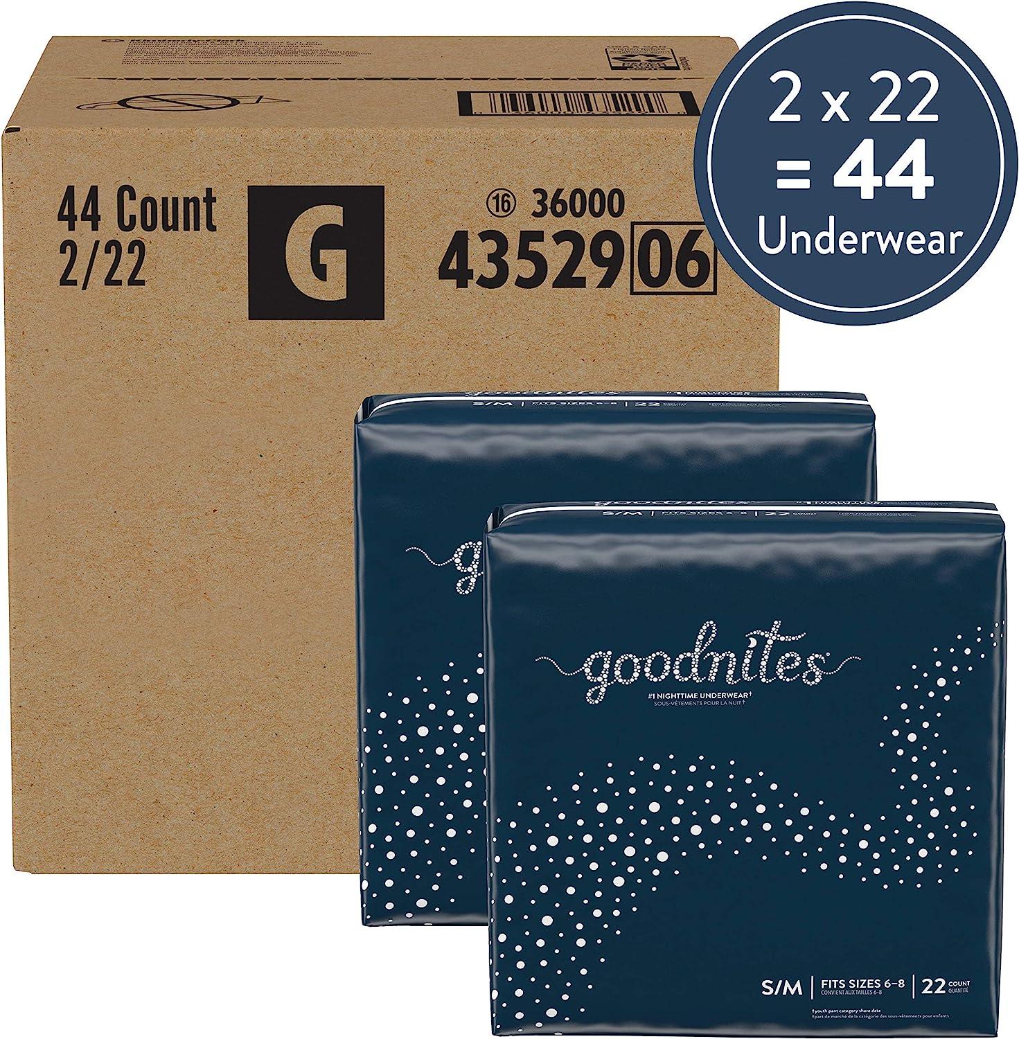 Goodnites Boys Nighttime Bedwetting Underwear - XS/28-43 lb - 44 Count