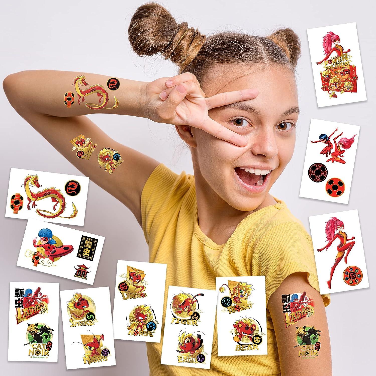 Miraculous World: Shanghai – The Legend of Ladydragon Temporary Tattoos |  10 Sheets 15 Images Gold Metallic Accents | Ladybug - Cat Noir - Lady  Dragon