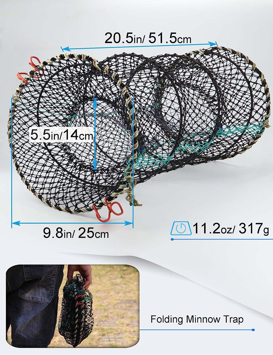 Minnow Traps for Bait Fish Clear Plastic Small Fish Bait Traps for Fishing  with String Rope Fish Traps 8 Hole Crawfish Crab Shrimp Fishing Trap for