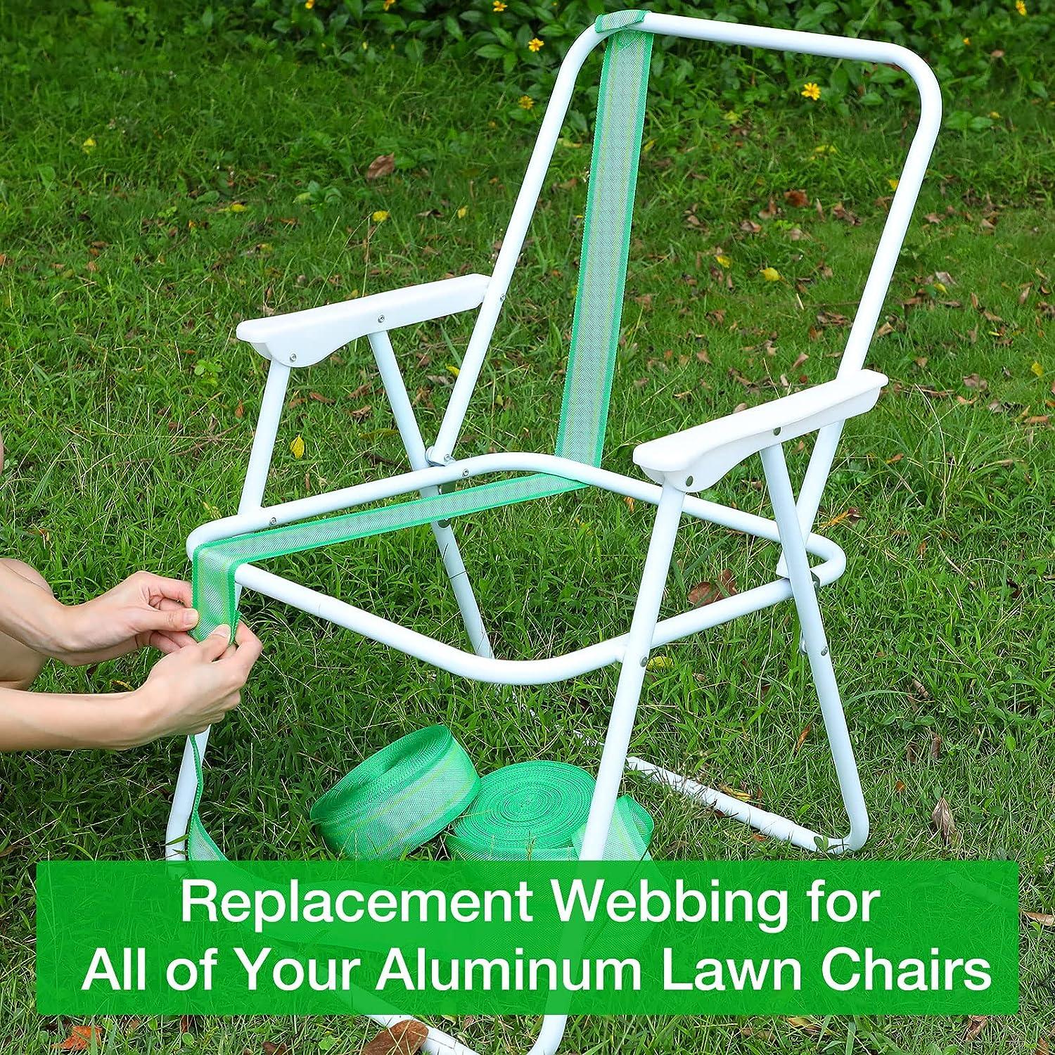 Lawn Chair USA Aluminum Webbed Chair (Green and White)