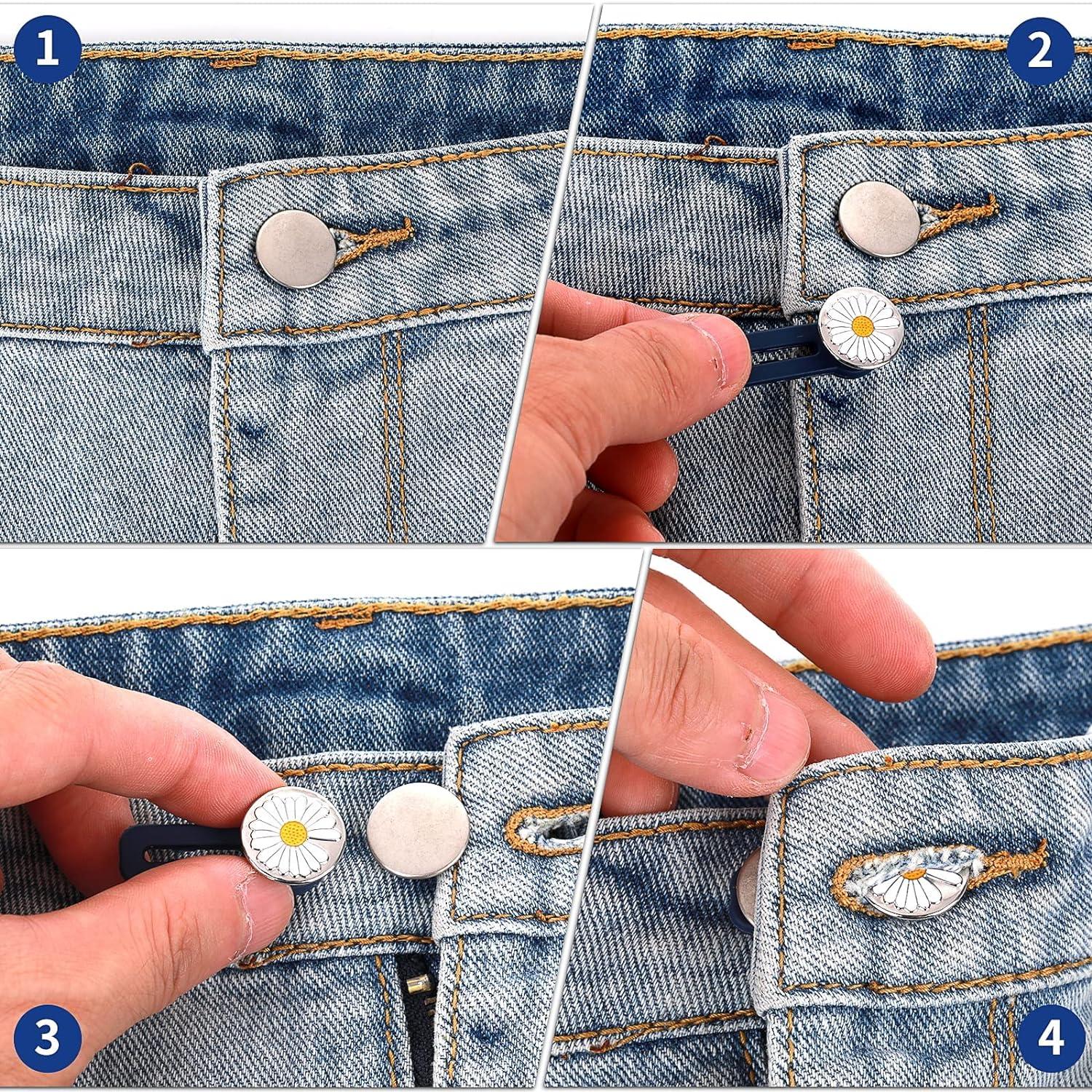  Denim Waist Extenders for Men and Women(6 Pack), Adjustable  Waistband Expanders for Jeans Trousers Pants Buttons Extender Set :  Clothing, Shoes & Jewelry