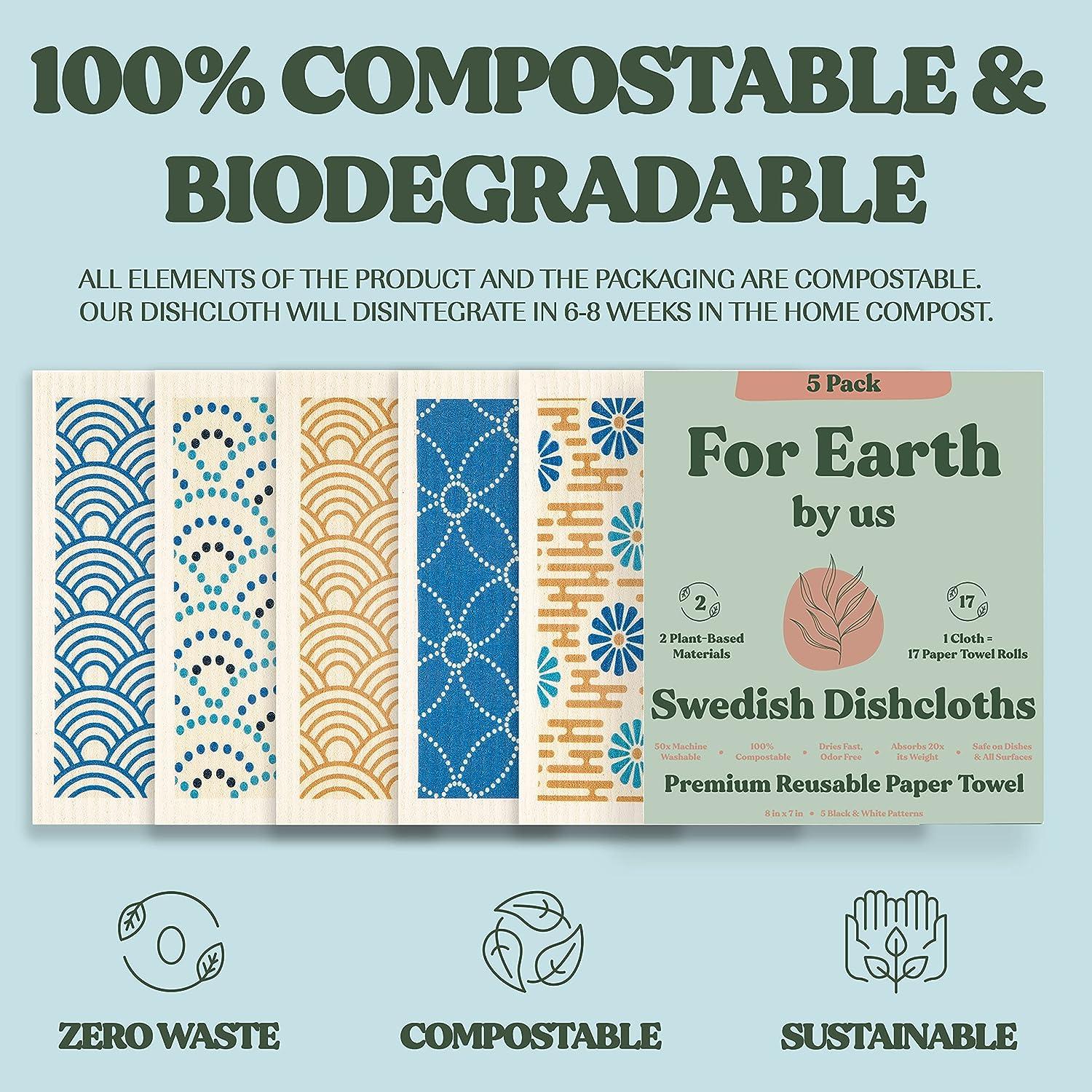 Eco Friendly Dishcloth Set Plastic Free Zero Waste Reusable Sponge Swedish Dish  Cloth 