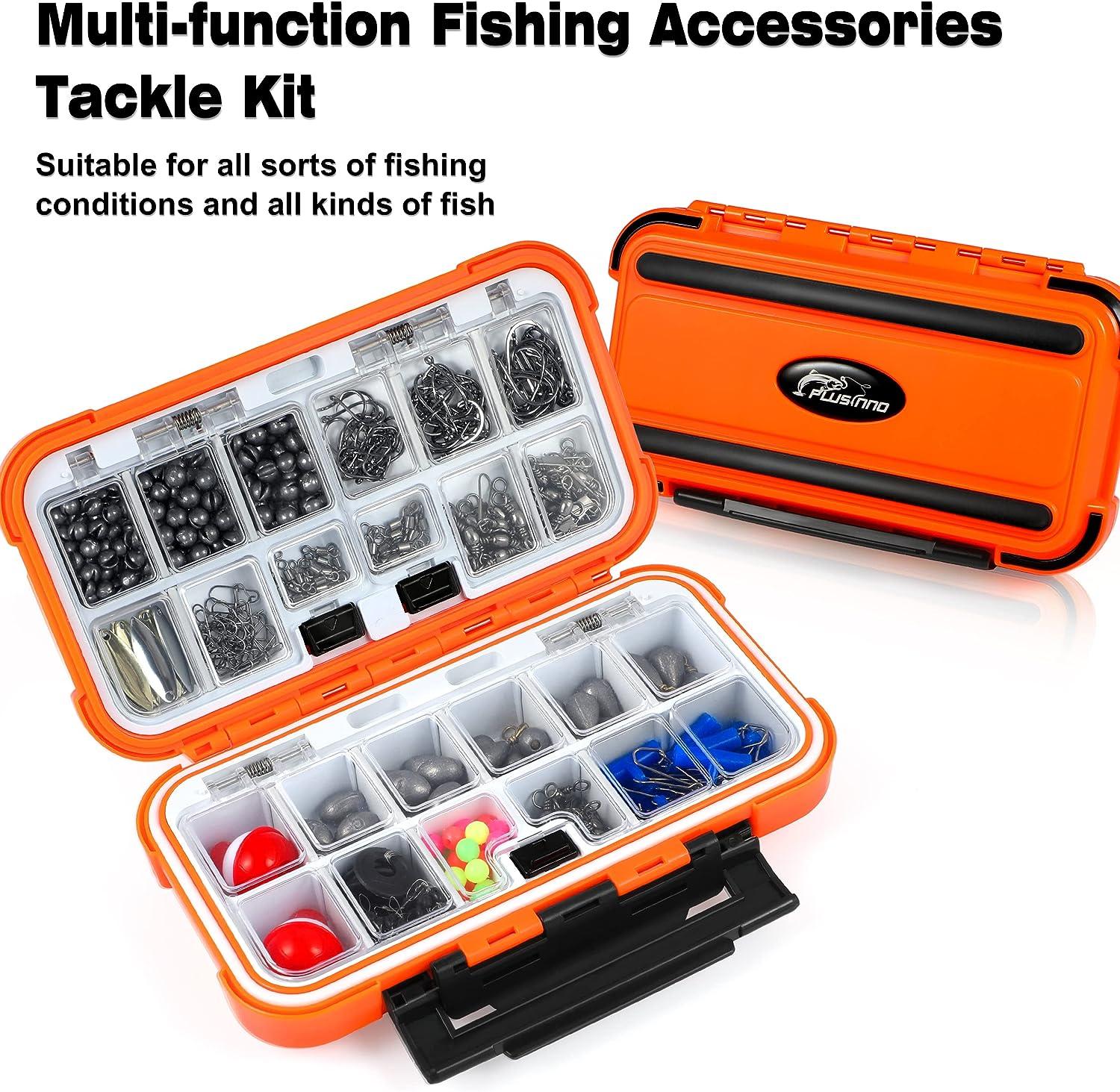 PLUSINNO 156pcs Fishing Accessories Kit, Including Jig Hooks