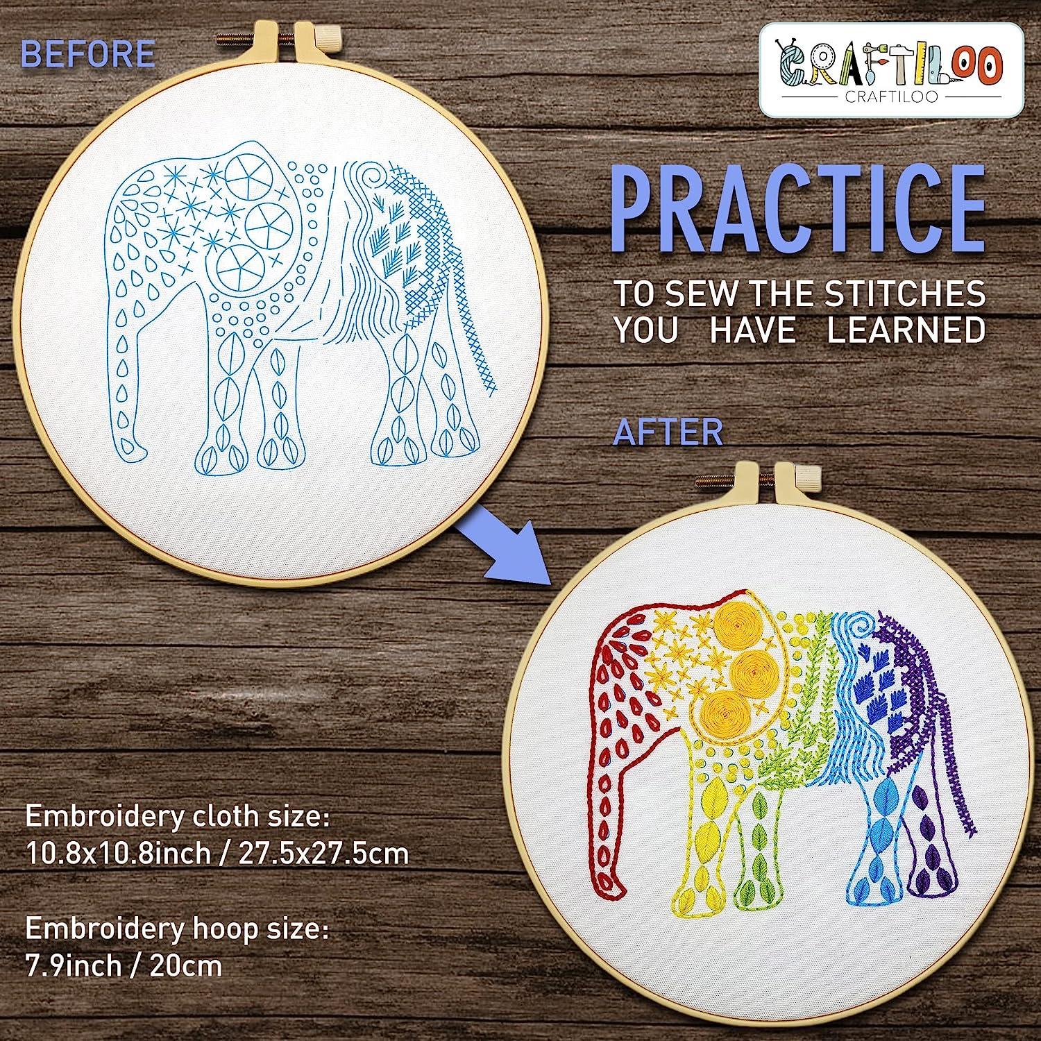 ITSTITCH Stamped Cross Stitch Kits for Beginners Elephant 3，17.3