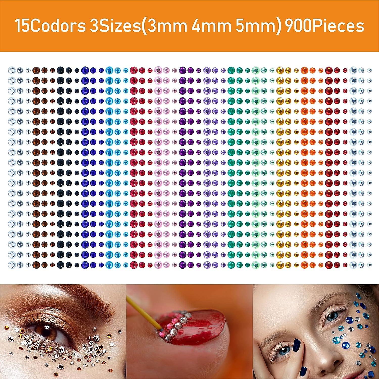 Face Gems 6 Sets Face Jewels Self-Adhesive Rhinestones Stickers