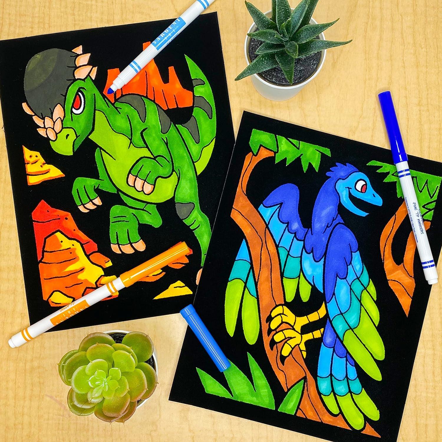 Dinosaurs Fuzzy Velvet Coloring Posters Kit, Grades 3-Adult