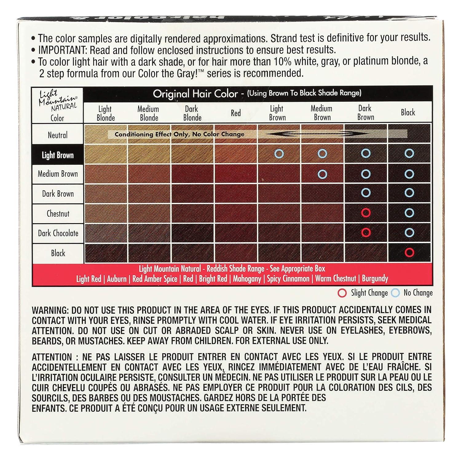 Light Mountain Natural Color Chart, Henna for Hair