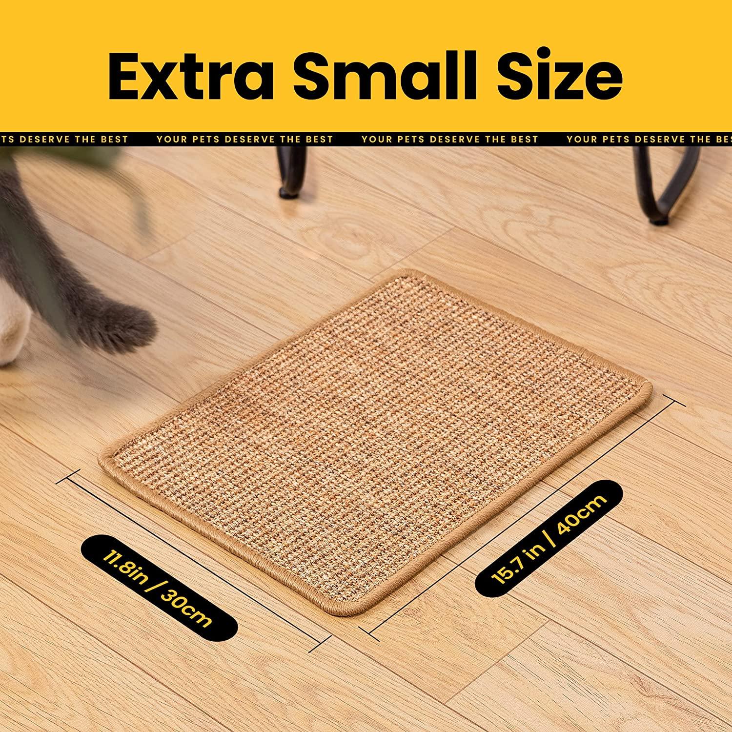 Conlun Cat Scratcher Mat,Natural Sisal Cat Scratch Pad,Horizontal Floor Cat  Scratching Pads Rug for Indoor Cats Grinding Claws Nails,Cat Furniture  Protector for Couch & Carpets & Sofas 1 Pack-XS (11.8'' X 15.7)
