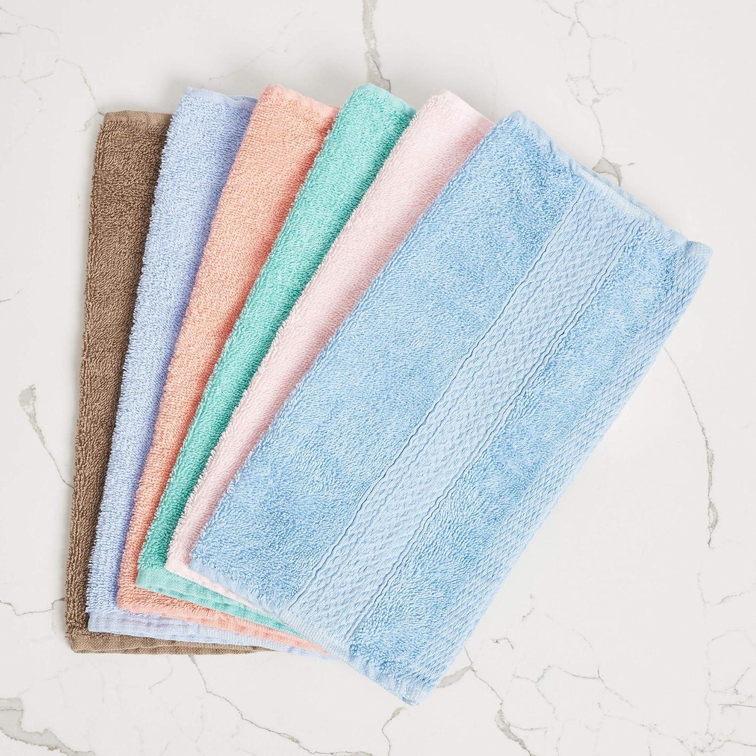 Pleasant Home Wash Cloths Set - 12 Pack (12” x 12”) – 509 GSM- 100% Ring  Spun Cotton Wash Cloth - Super Soft and Highly Absorbent Face Towels  (Blush