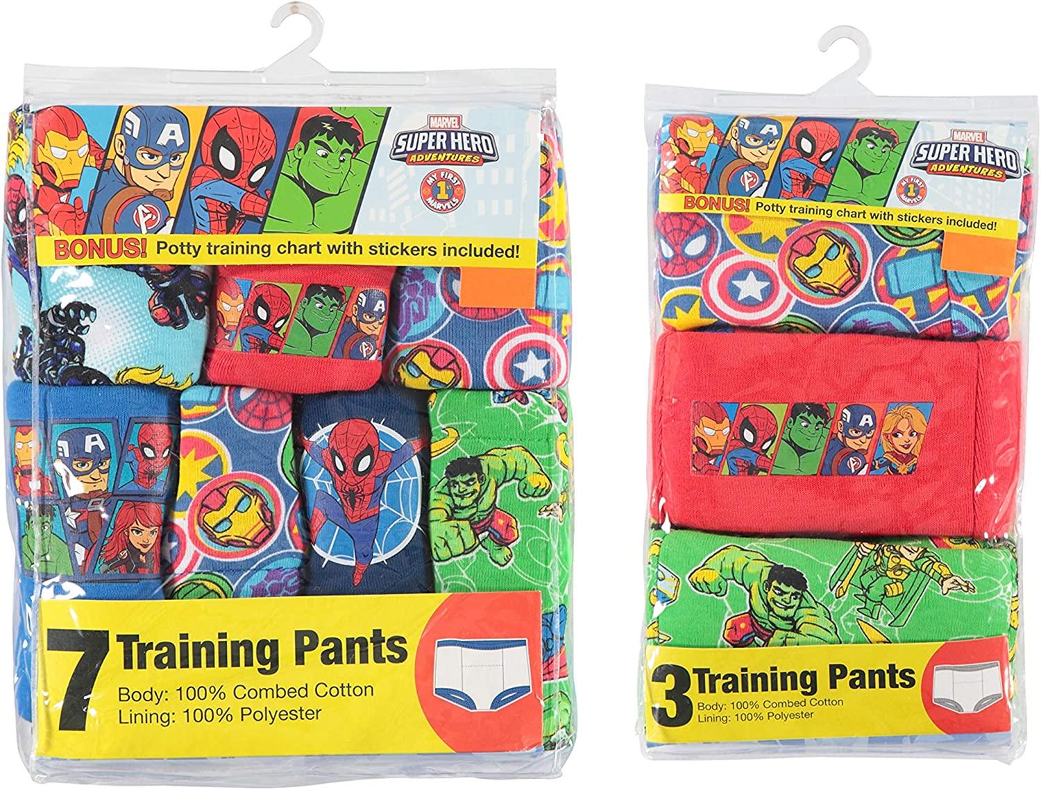 Marvel Unisex Baby Superhero 7PK-10PK Potty Training Pants with Success  Chart & Stickers with Spiderman, Hulk & More, Hero 7, 2T : : Baby