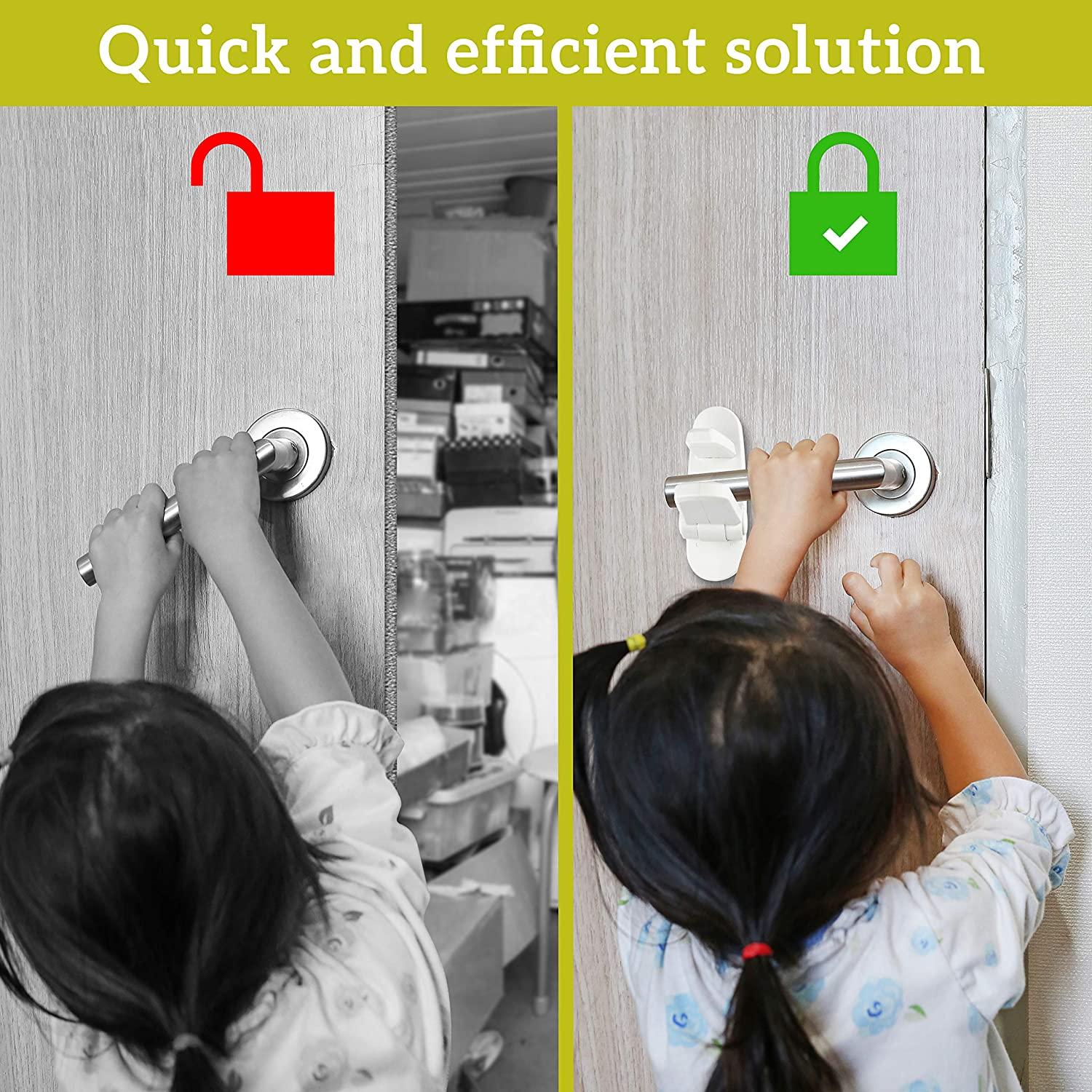 Child proof Door Lever Lock (2 Pack) Child Proof Doors & Handles with 3M  Adhesive - Child Safety. Prevents Toddlers from Opening Doors 