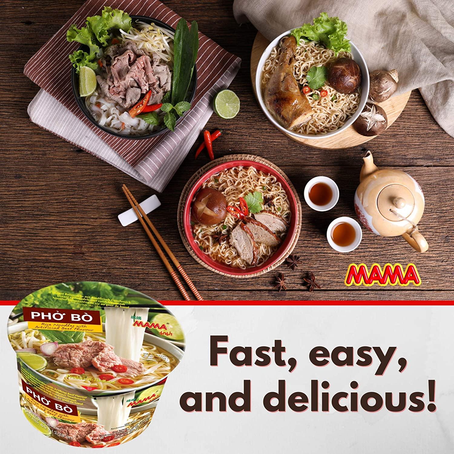 MAMA Noodles CHICKEN Instant Spicy Noodles with Delicious Thai Flavors, Hot  And Spicy Noodles with Chicken Soup Base, No Trans Fat with Fewer Calories