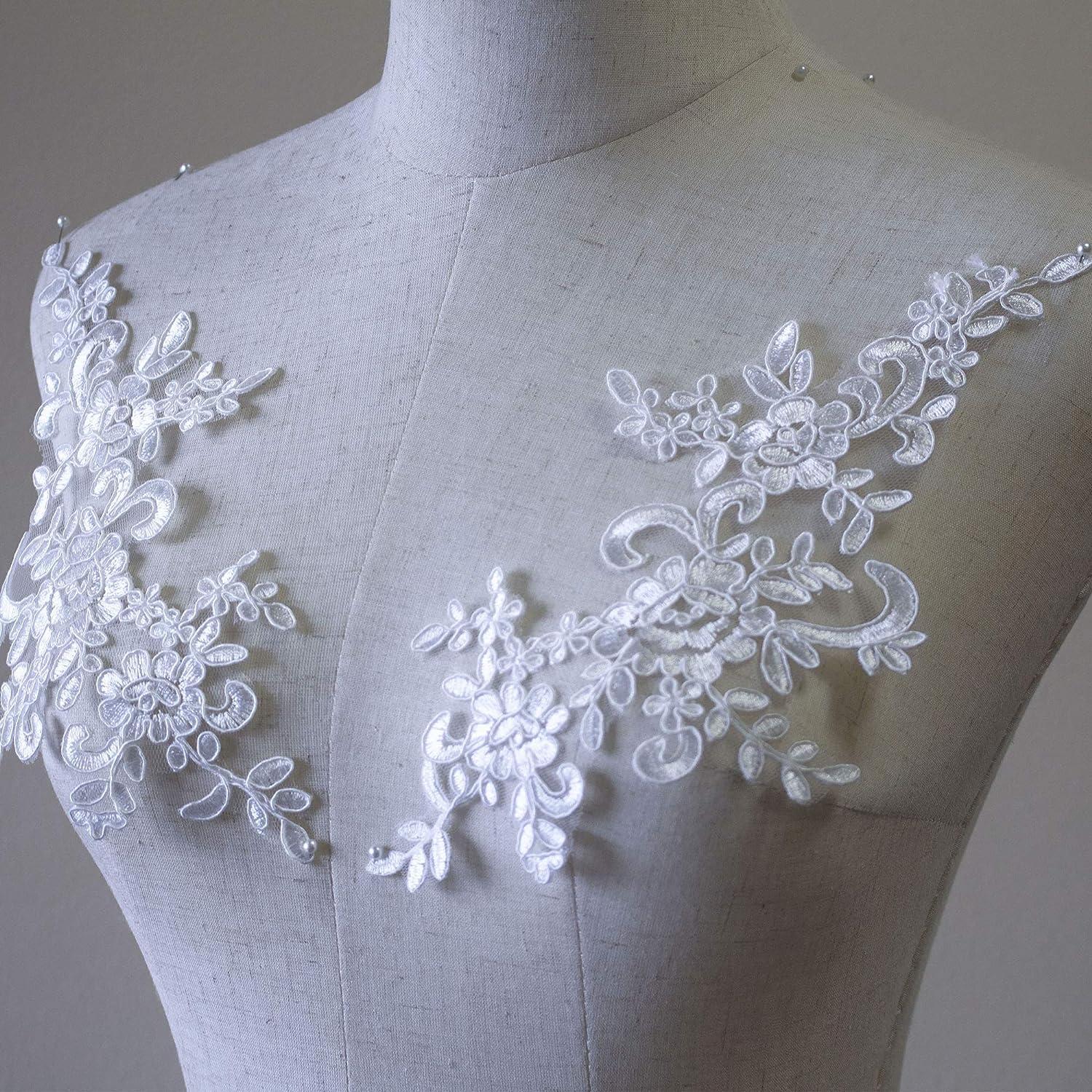 Floral Embroidered Corded Lace Fabric for Wedding Dress