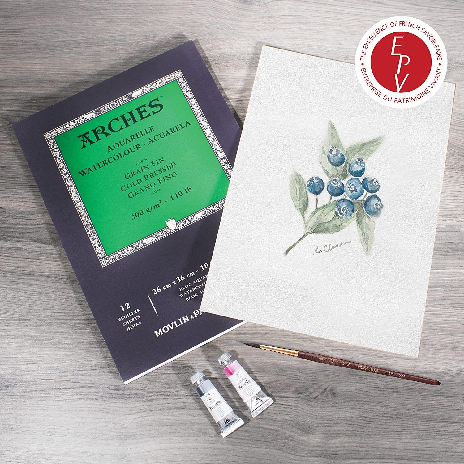 Arches Watercolor Pad 9x12-inch Natural White 100% Cotton Paper - 12 Sheet  Arches Watercolor Paper 140 lb Cold Press Pad - Arches Art Paper for  Watercolor Gouache Ink Acrylic and More 