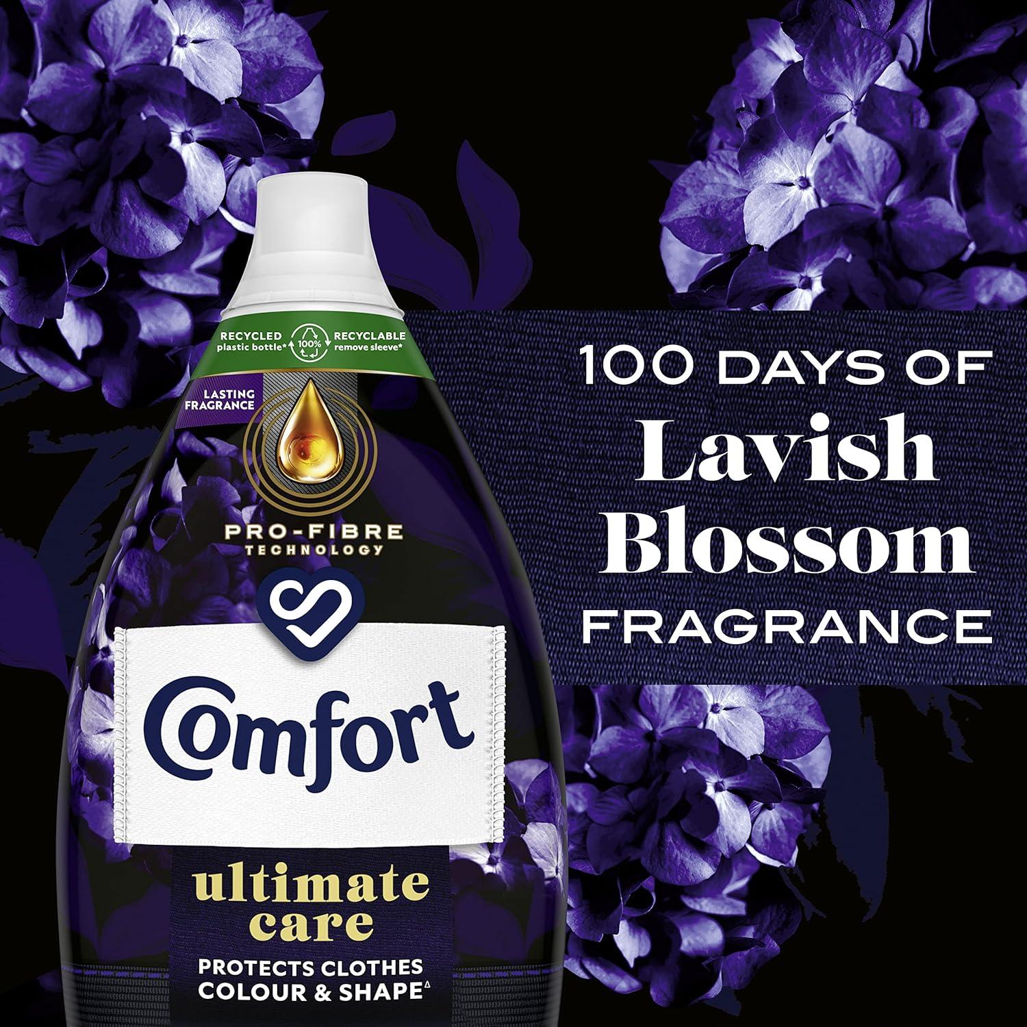 Comfort Lavish Blossom bottle made of 100% recycled plastic* Ultra-Concentrated  Fabric Conditioner for complete clothes protection 58 Wash 870 ml