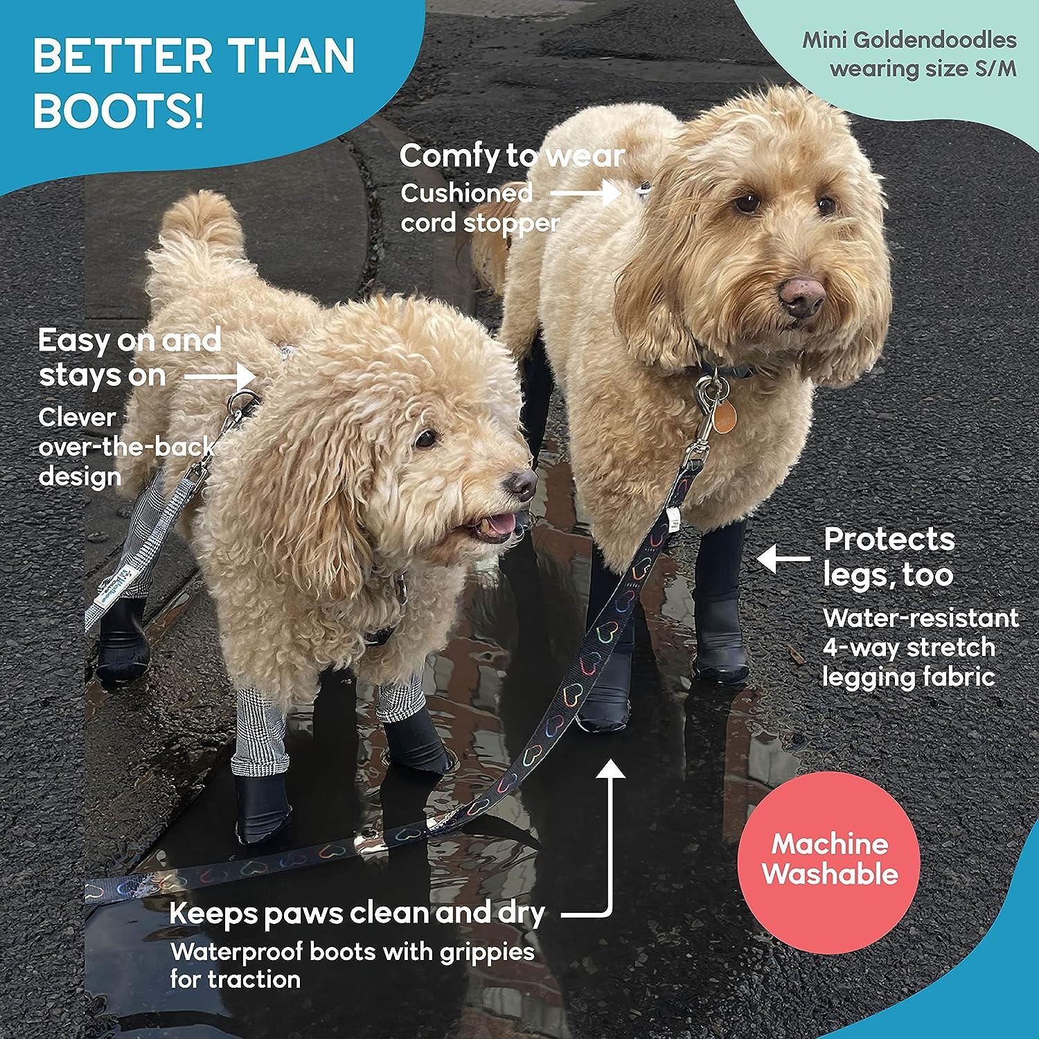 Winter Dog Boots | Dog Snow Boots | Dog Boot Leggings | Rain Boots for Dogs  Waterproof with Rugged Rubber Sole | Anti-Fall Dog Outdoor Walking Running  Hiking Booties with Auxiliary Strap :