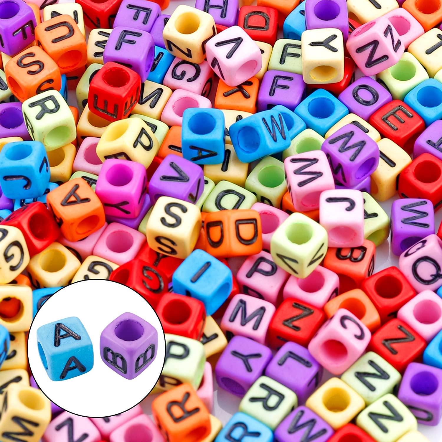 1400pcs 5 Color Cube Alphabet Beads Bracelet Letter Beads for