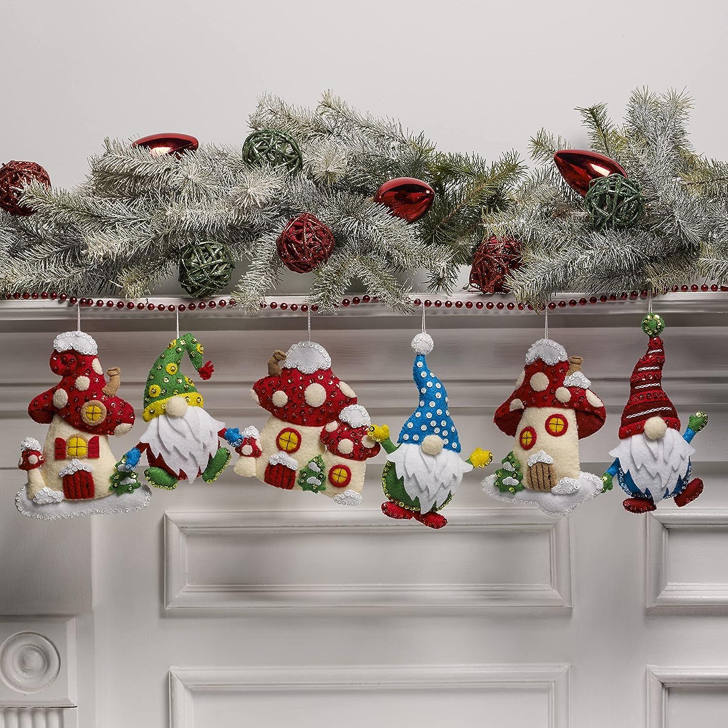 Bucilla Kit 'christmas Gnome Ornaments' Felt Embroidery and Applique Kit  89298E 