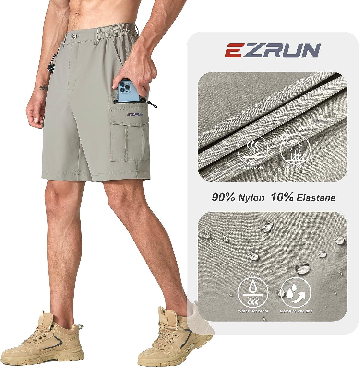 Men's Cargo Casual Hiking Shorts Stretch Quick Dry Outdoor Summer Shorts  for Work Golf Fishing Tactical with Zipper Pockets Khaki X-Large