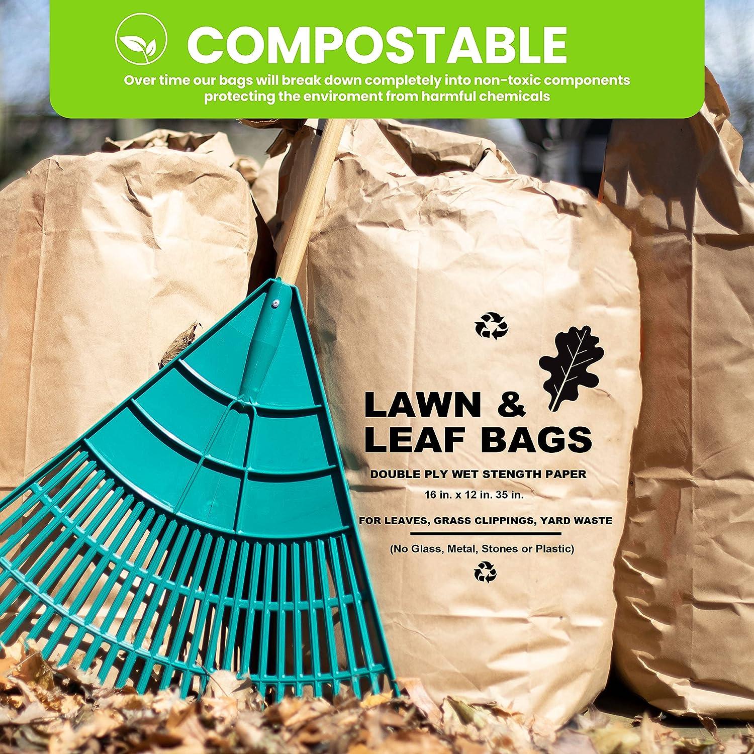 Brown Compostable Paper Bag Yard Waste Lawn Leaf Bag 30 Gallon Trash Garbage