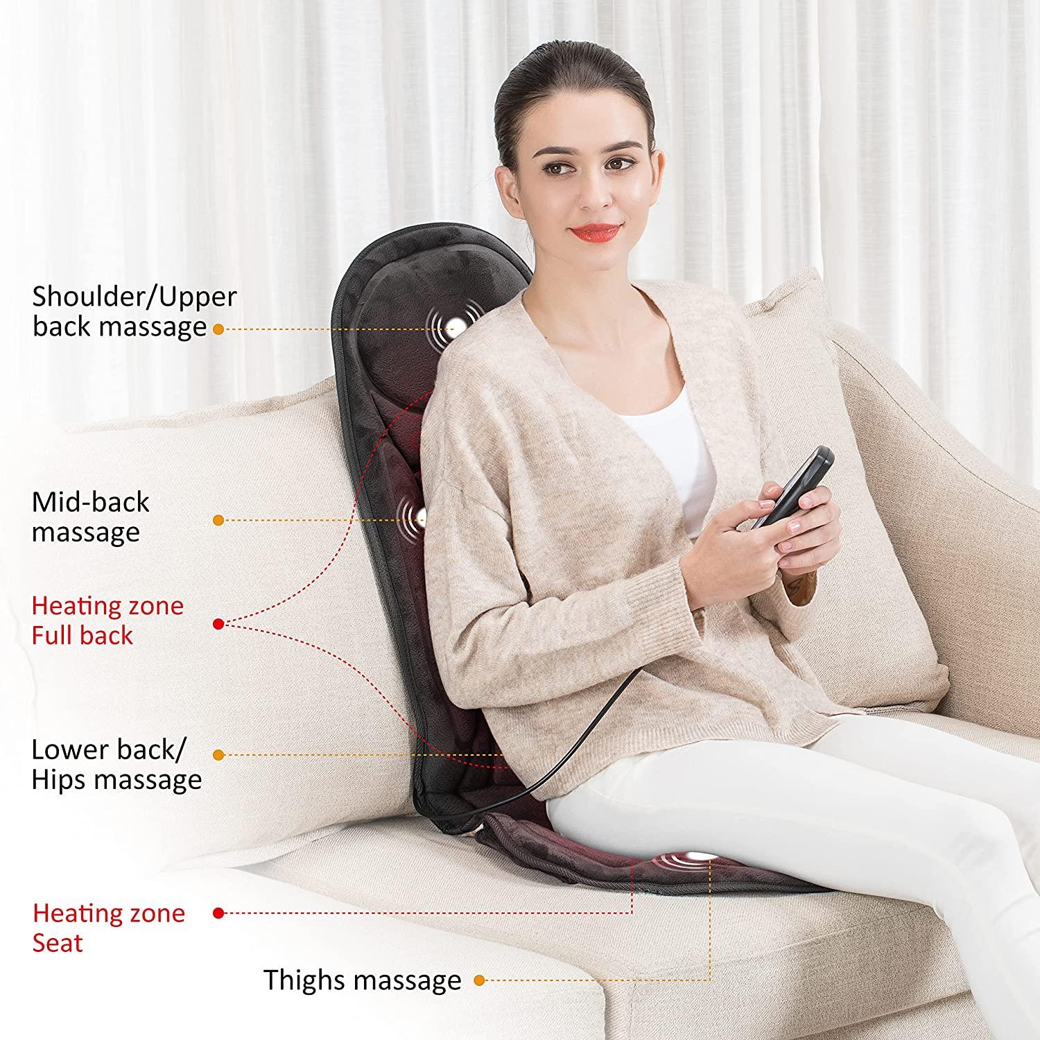 Snailax Massage Seat Cushion - Back Massager with Heat, 6