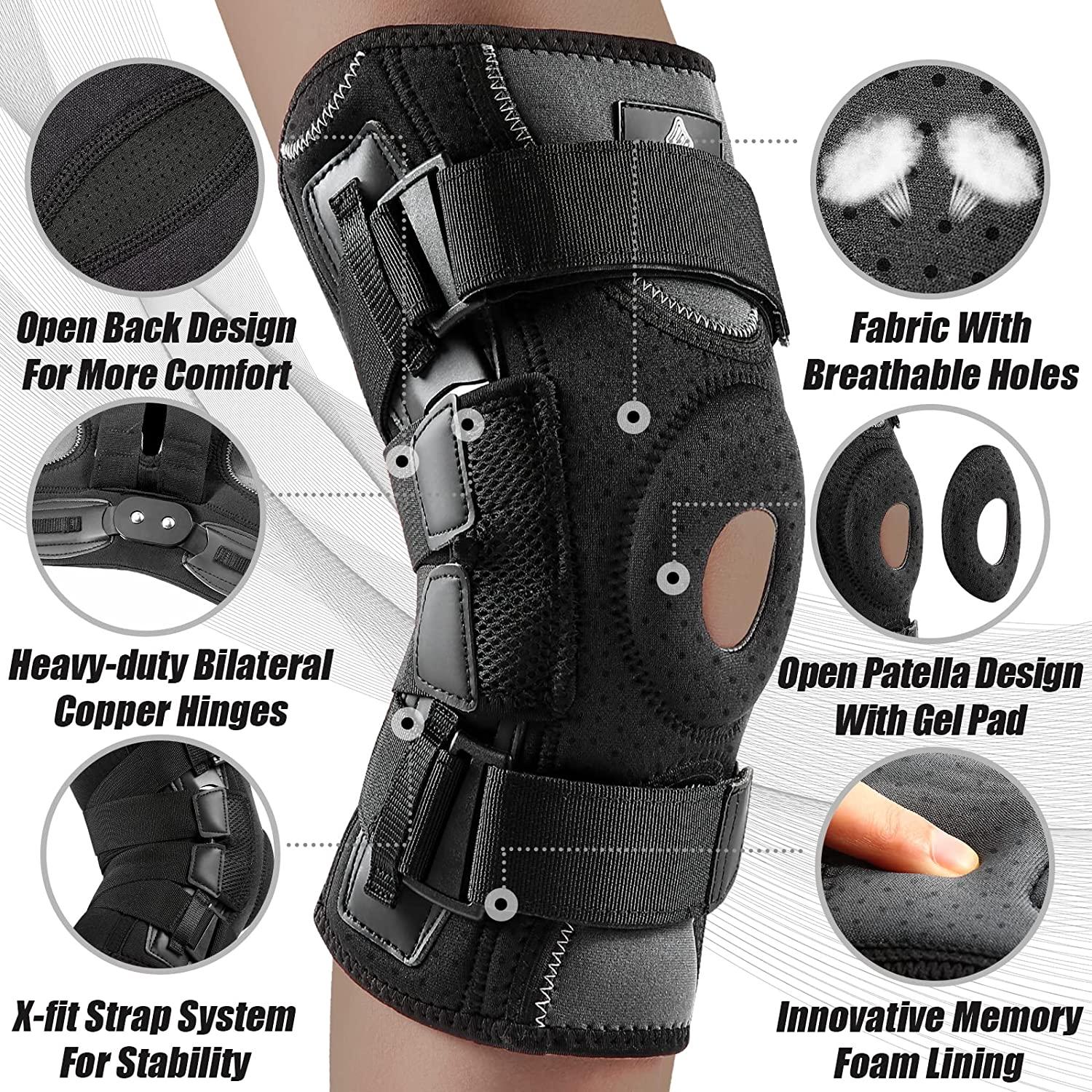 Professional Knee Brace, Knee Compression Sleeve Support with Patella Gel  Pad & Side spring Stabilizers, Medical Grade Knee Protector for Sports