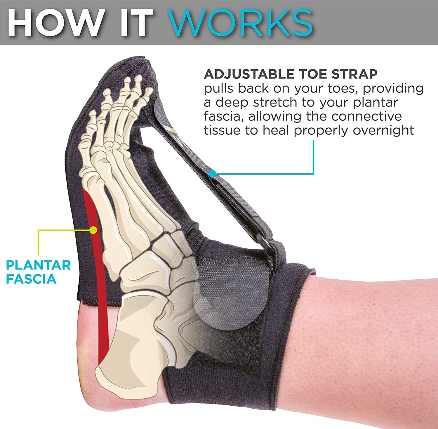 BraceAbility Plantar Fasciitis Night Sock  Soft Stretching Boot Splint for  Sleeping, Achilles Tendonitis Foot Support Brace & Heel Pain Relief  Compression Sleeve (Medium)