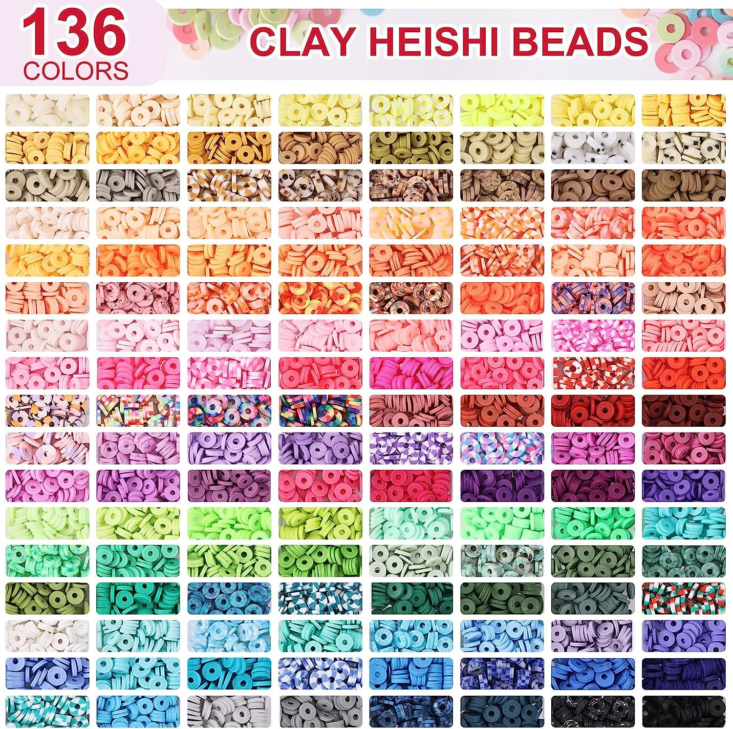 3600 Pcs Rose Red Clay Beads for Bracelets Making, 10 Strands Flat Round Polymer Clay Beads 6mm Spacer Heishi Beads for Jewelry Making Earring