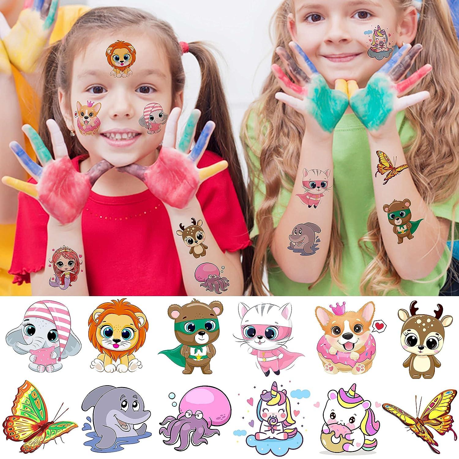 Rejaski 50 PCS Cute Animals ZOO Kids Temporary Tattoos For Girls Butterfly  Mermaid Unicorn 3D Cartoon Fake Tattoos For Child Toddler Boys Teen Fun  Small Tatoo Party Favor Sets Supplies Decoration