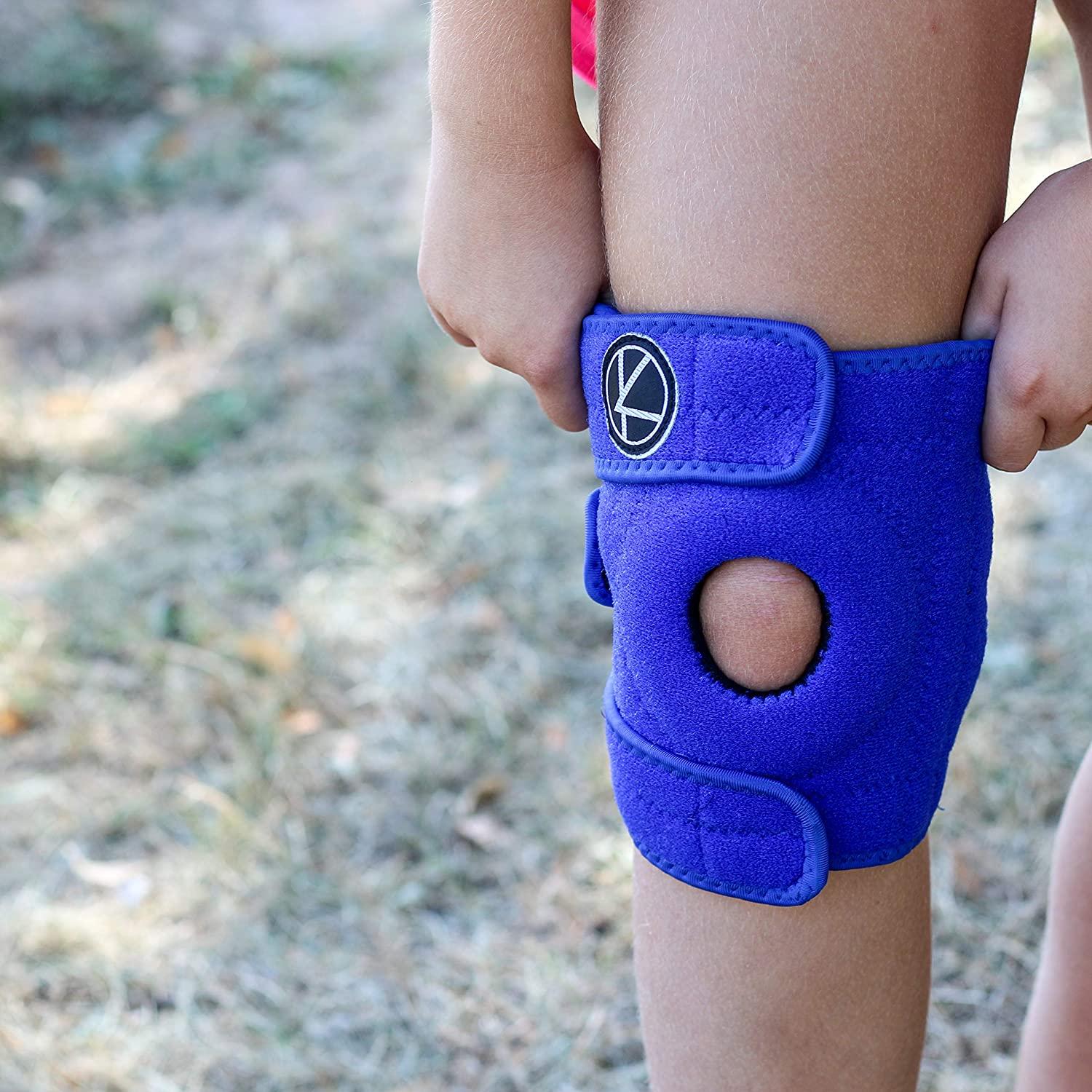 Adjustable Kids Knee Brace Support - Knee Support for Youth, Arthritis,  ACL, MCL, LCL, Sports Exercise, Meniscus Tear, Dance. Open Patella Neoprene  Stabilizer Wrap for Children, Boys, Girls (Blue) One Size Blue