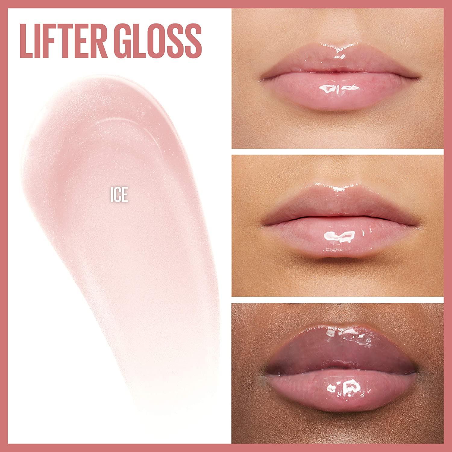 Maybelline Lifter Gloss, Hydrating Lip Gloss with Hyaluronic Acid, High  Shine for Fuller Looking Lips, XL Wand, Ice, Pink Neutral, 0.18 Ounce