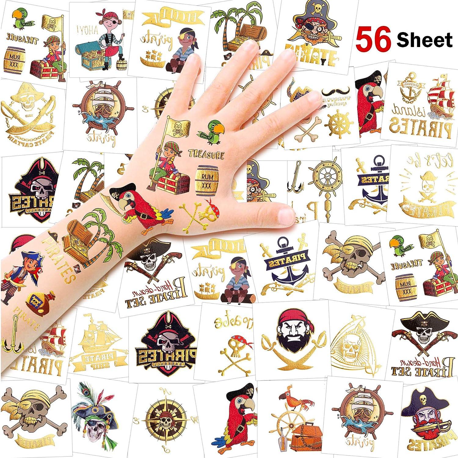 Pirate Stickers Sheet for Children With Metallic Gold Embellishment 