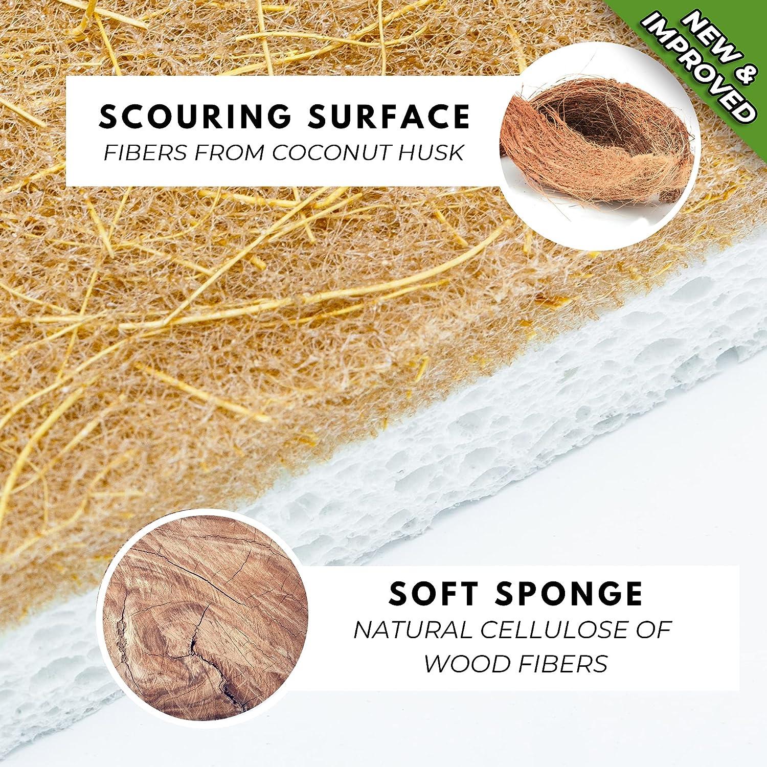 Cleaning Scrub Colored Sponge,Non-Scratch Kitchen Cellulose Dishwashing  Sponge,12Pack Biodegradable Natural Sponge 