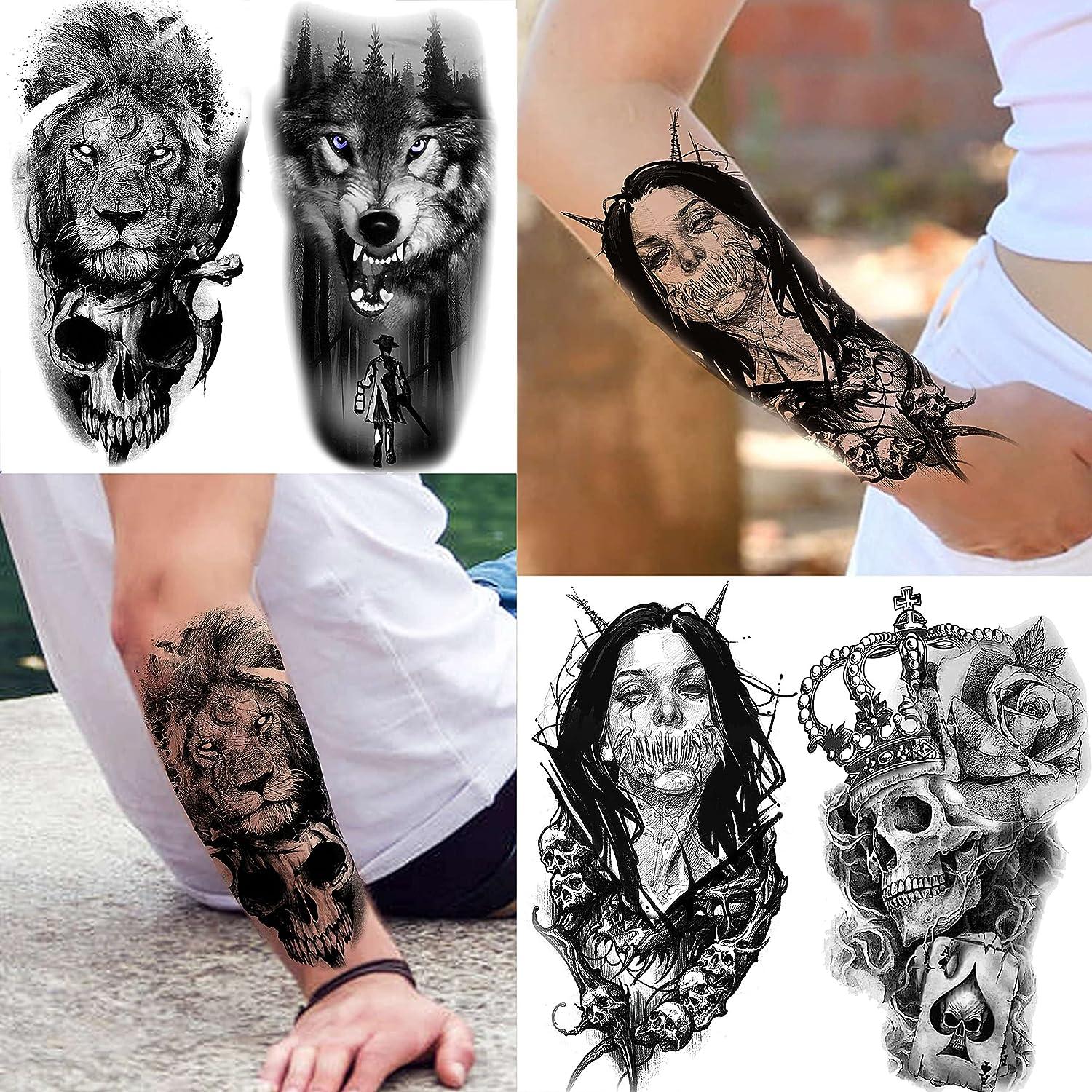 Large Vampire Scary Temporary Tattoos For Women Men Realistic Halloween  Clown Wolf Rose Flower Fake Tattoo Sticker Arm Leg Tatoo - AliExpress