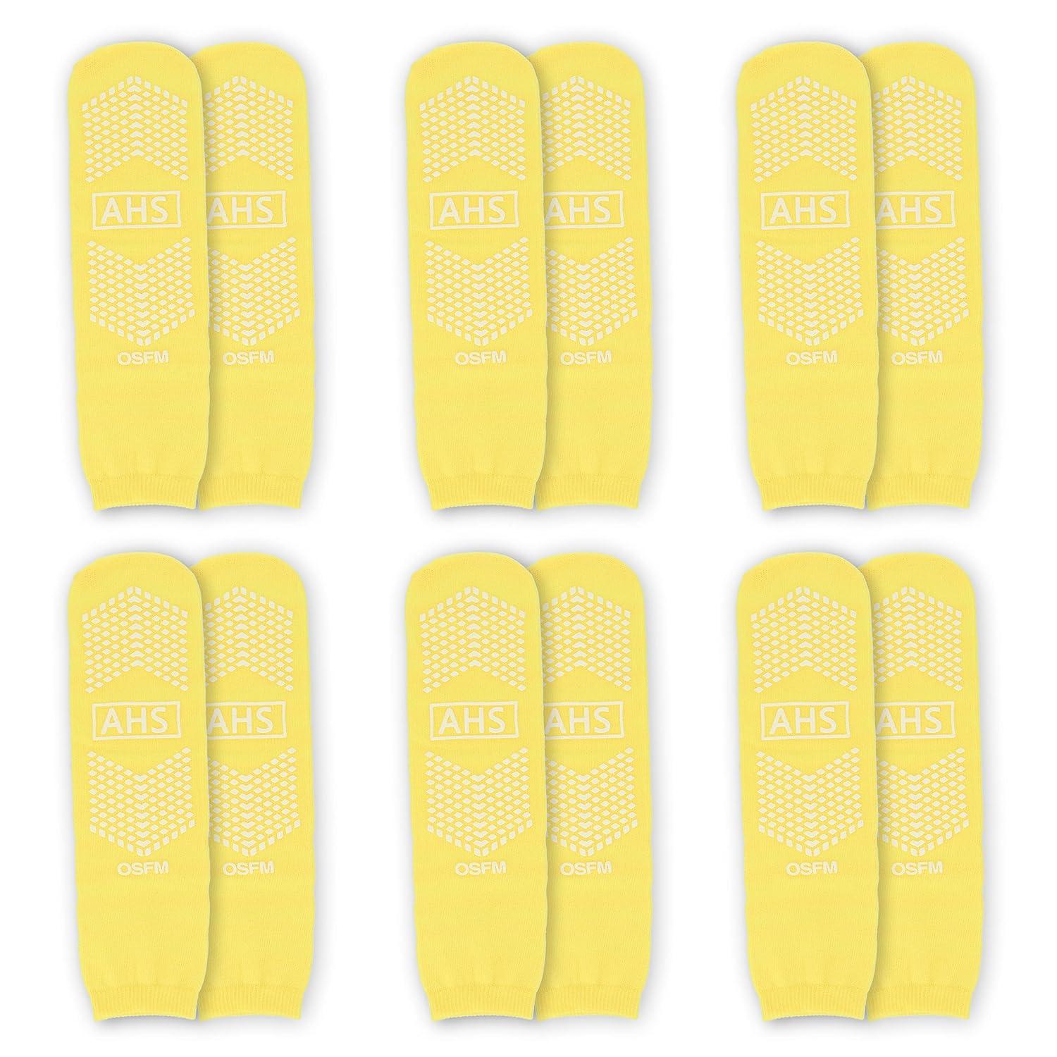 American Hospital Supply Grippy Socks, Yellow 1 Size Fits Most Hospital  Socks, Double Sided Grip Socks with Elastic Cuff